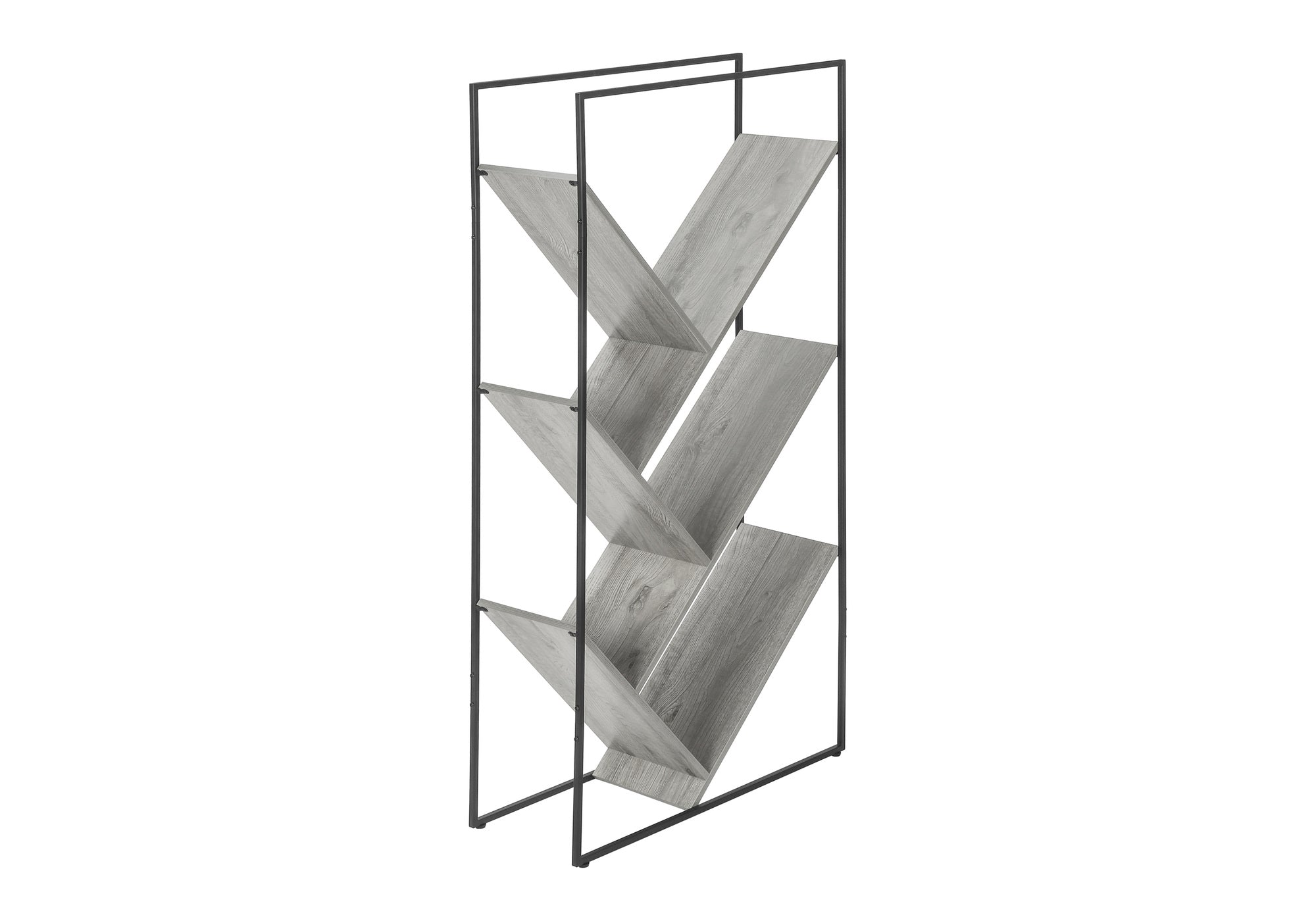 BOOKCASE - 60"H / GREY / BLACK METAL # I 2200