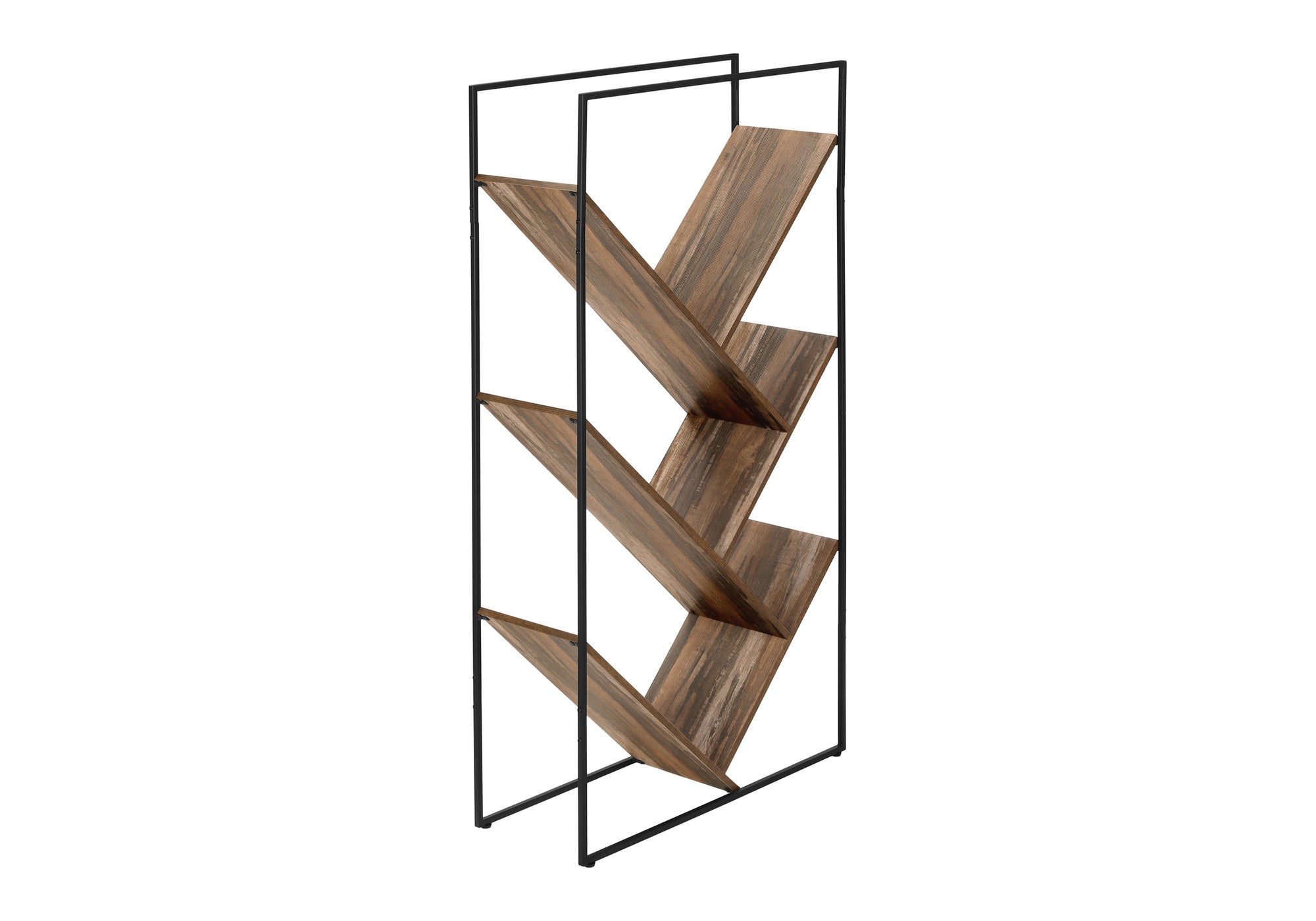 BOOKCASE - 60"H / BROWN RECLAIMED WOOD-LOOK / BLACK METAL # I 2202