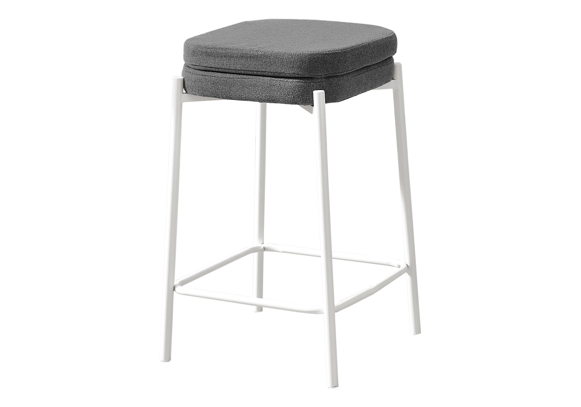 BARSTOOL - 2PCS / GREY FABRIC/ WHITE METAL COUNTER HEIGHT # I 2227