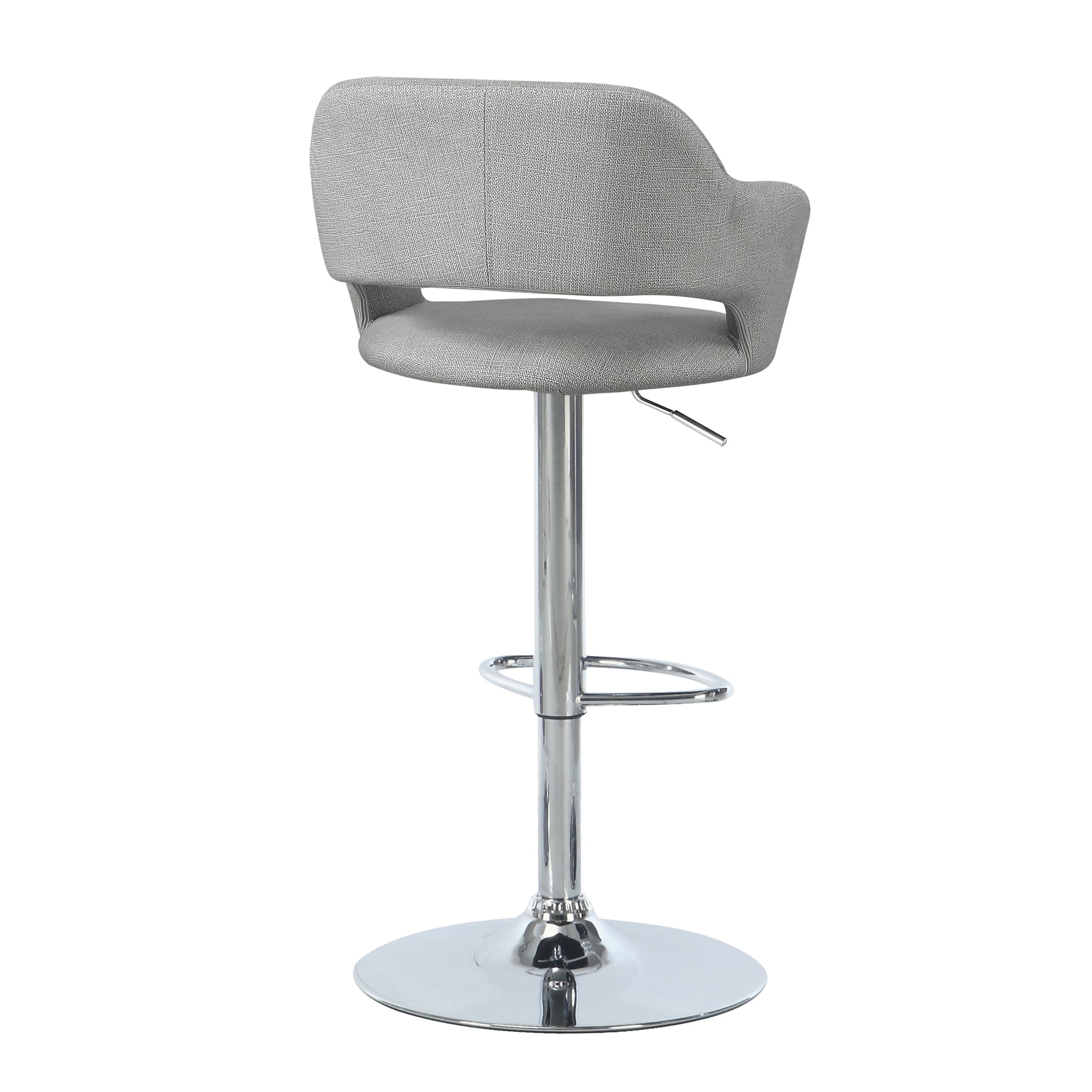 BARSTOOL - GREY FABRIC / CHROME METAL HYDRAULIC LIFT # I 2363