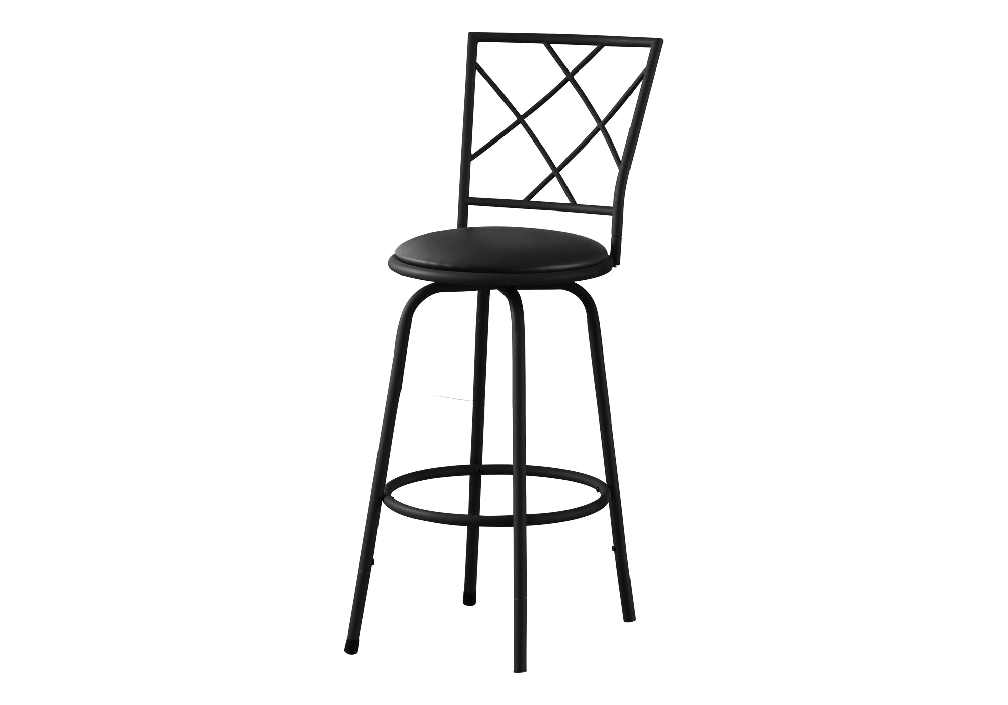 BARSTOOL - 2PCS / SWIVEL / BLACK /BLACK LEATHER-LOOK SEAT # I 2375