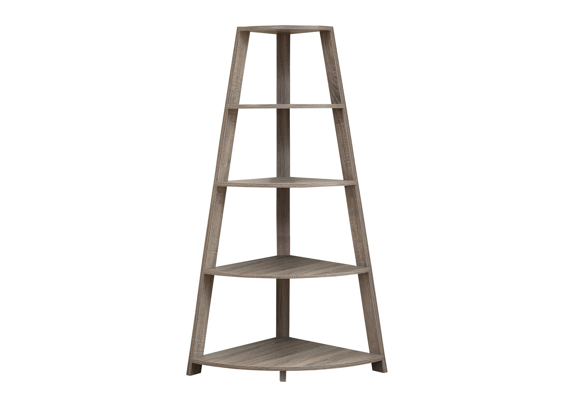 BOOKCASE - 60"H / DARK TAUPE CORNER ACCENT ETAGERE # I 2424