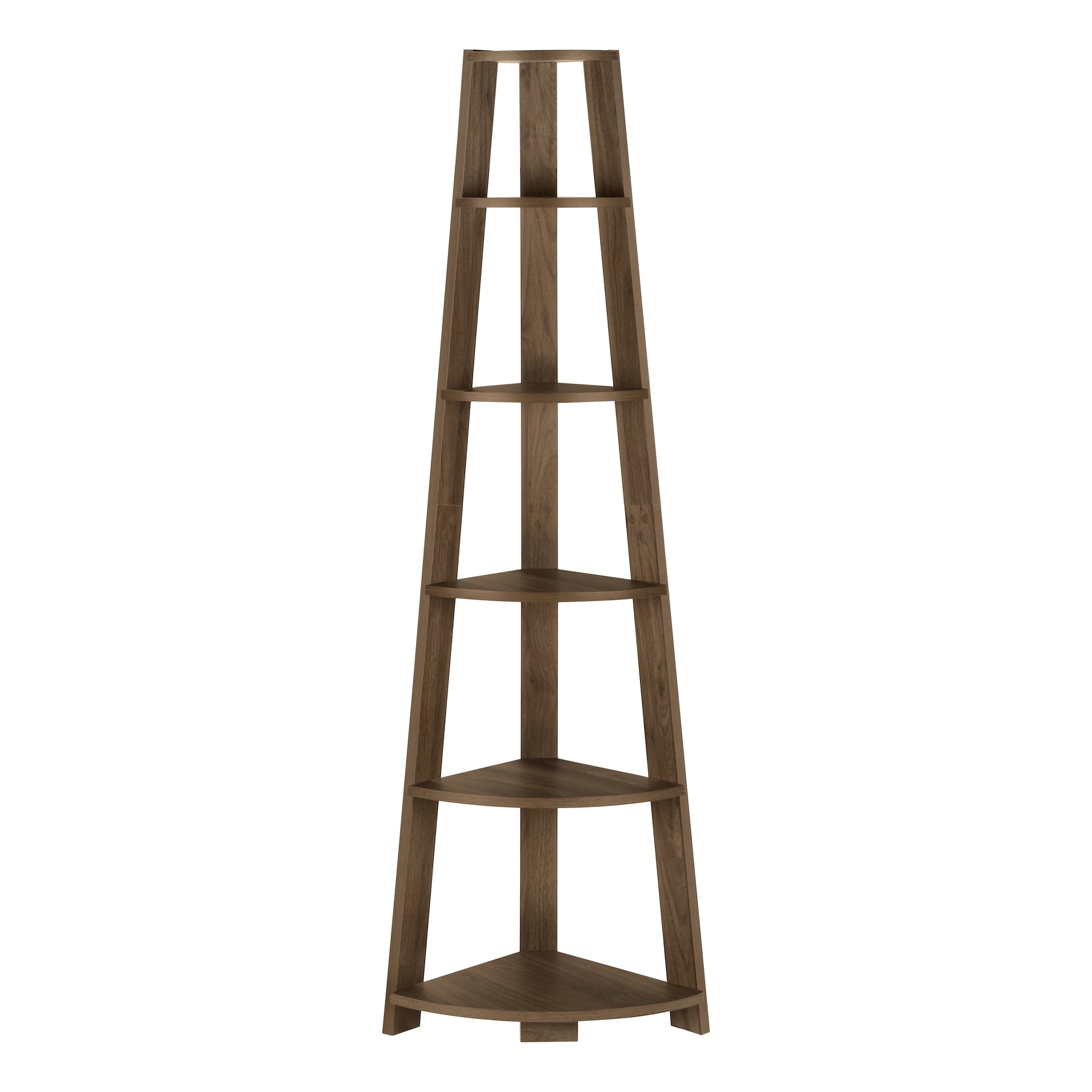 BOOKCASE - 72""H / DARK WALNUT CORNER ACCENT ETAGERE # I 2464