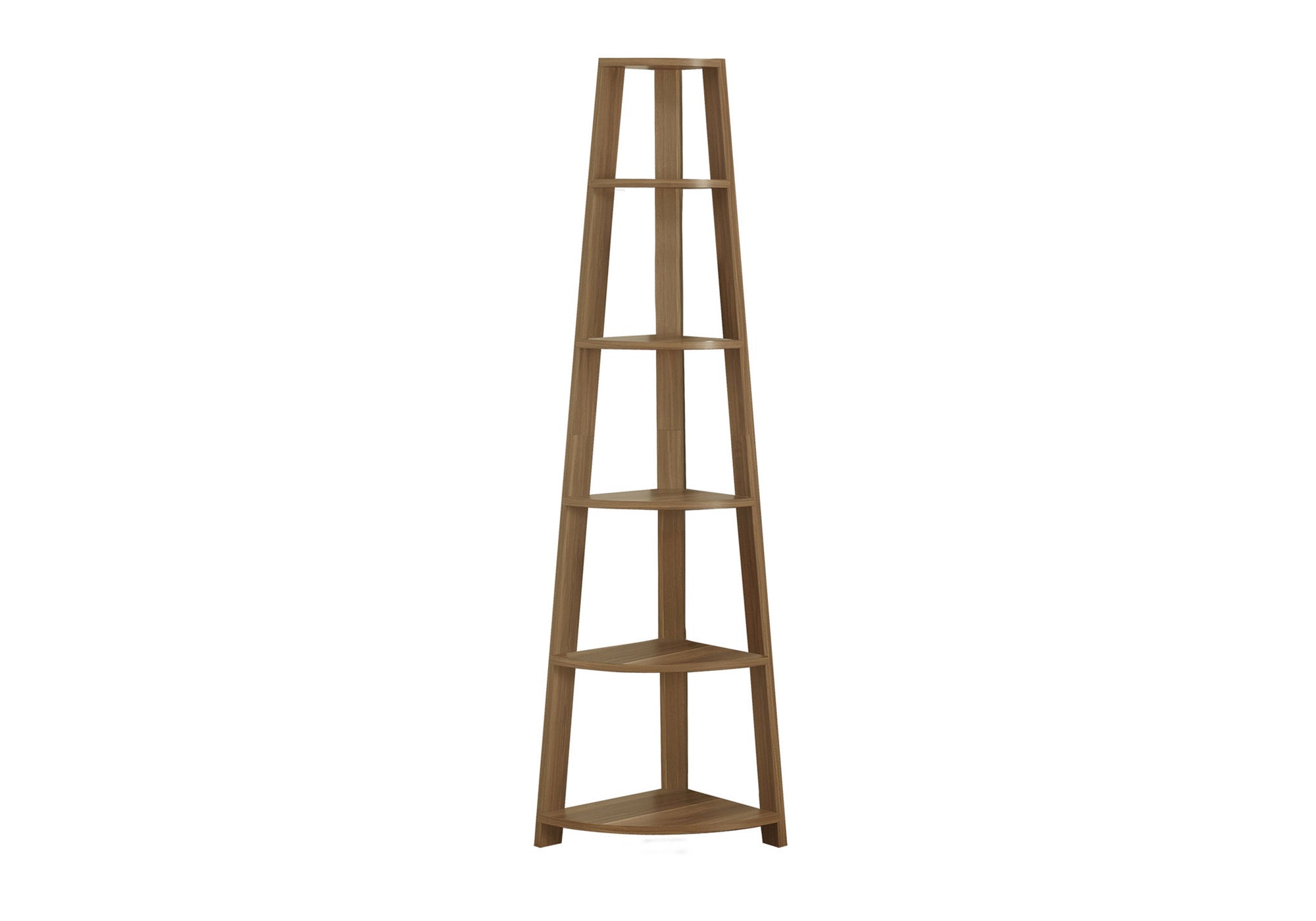 BOOKCASE - 72"H / WALNUT CORNER ETAGERE # I 2498