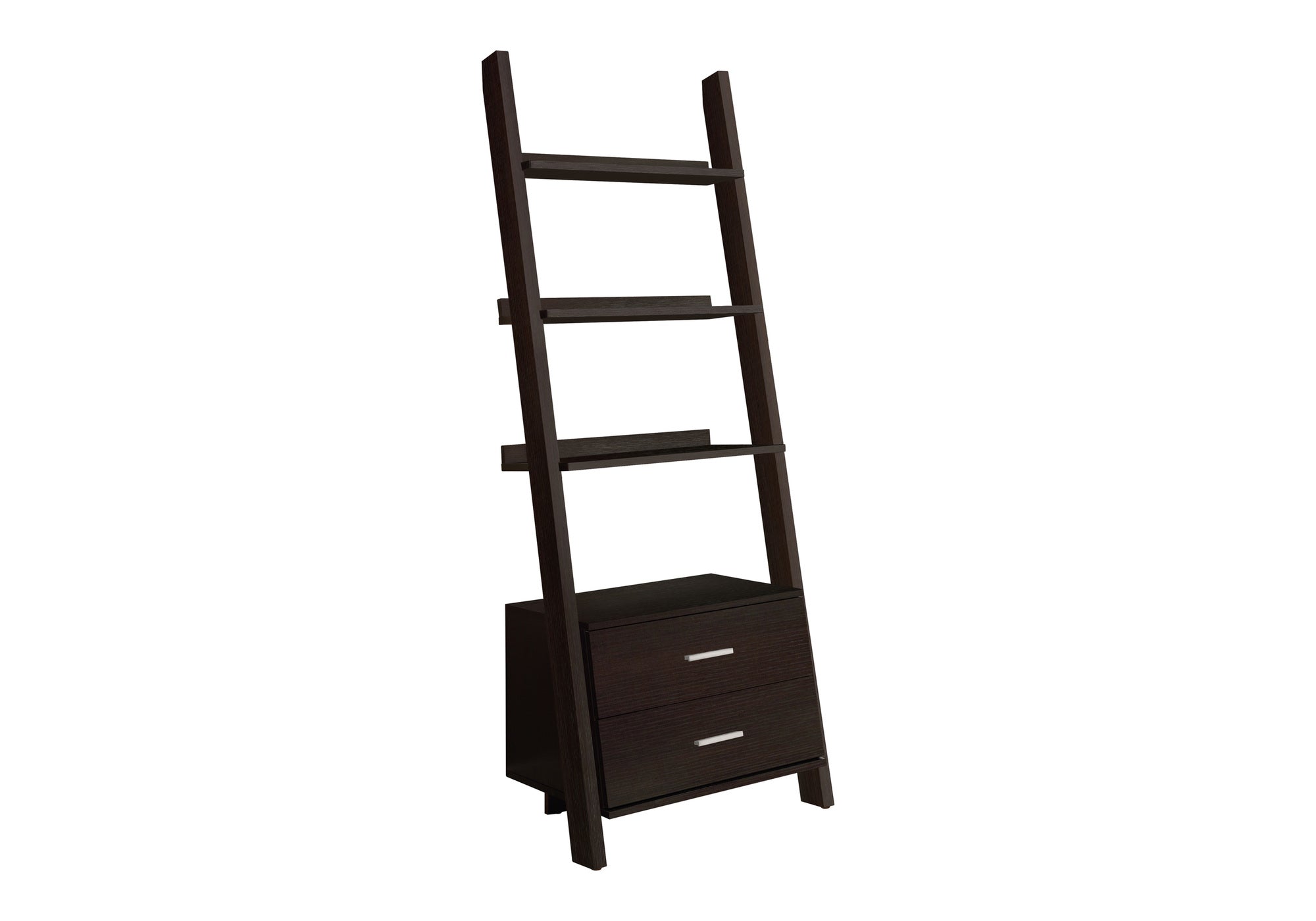 BOOKCASE - 69"H / ESPRESSO LADDER W/ 2 STORAGE DRAWERS # I 2542