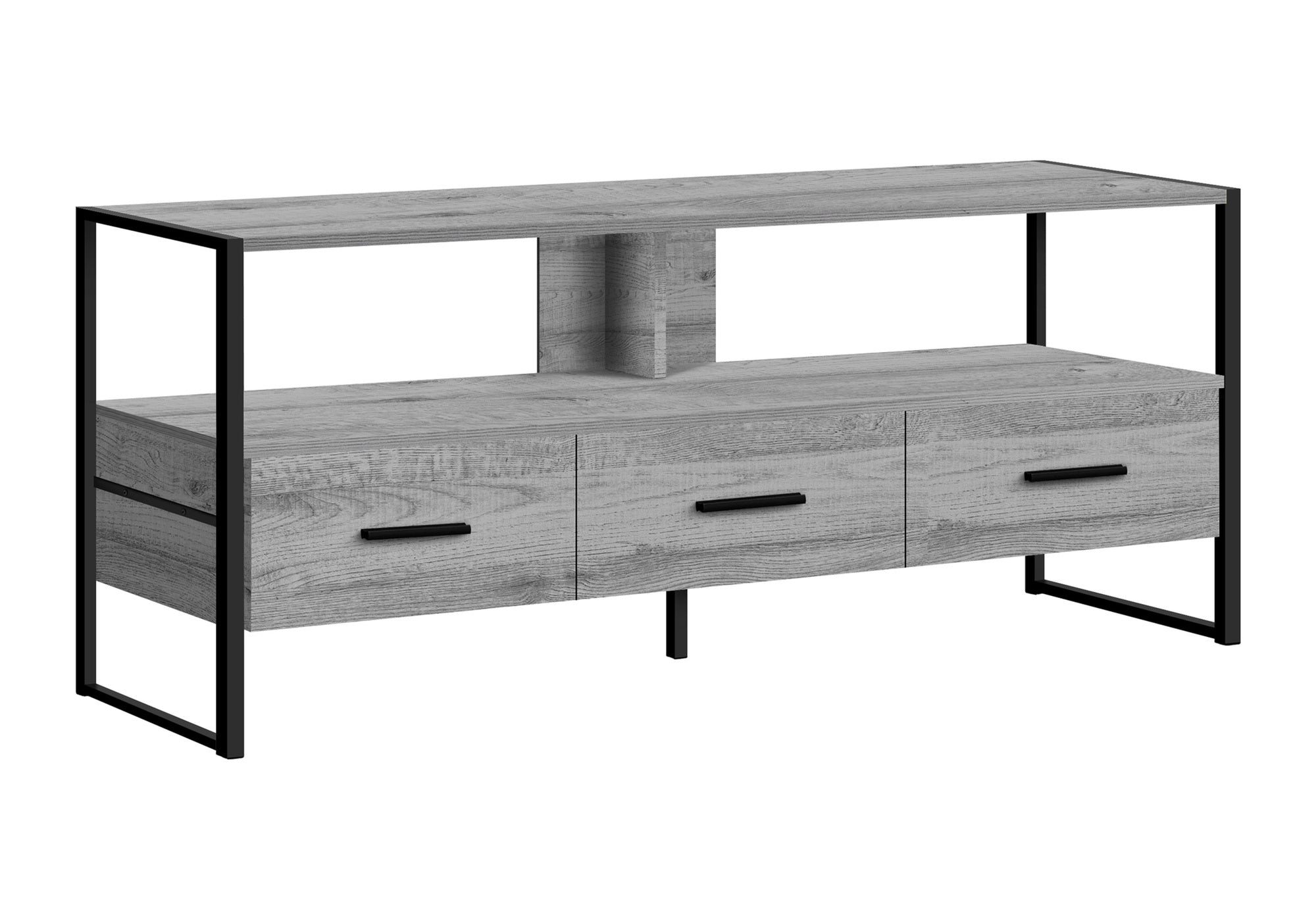MEUBLE TV - 48"L / GRIS / MÉTAL NOIR # I 2617