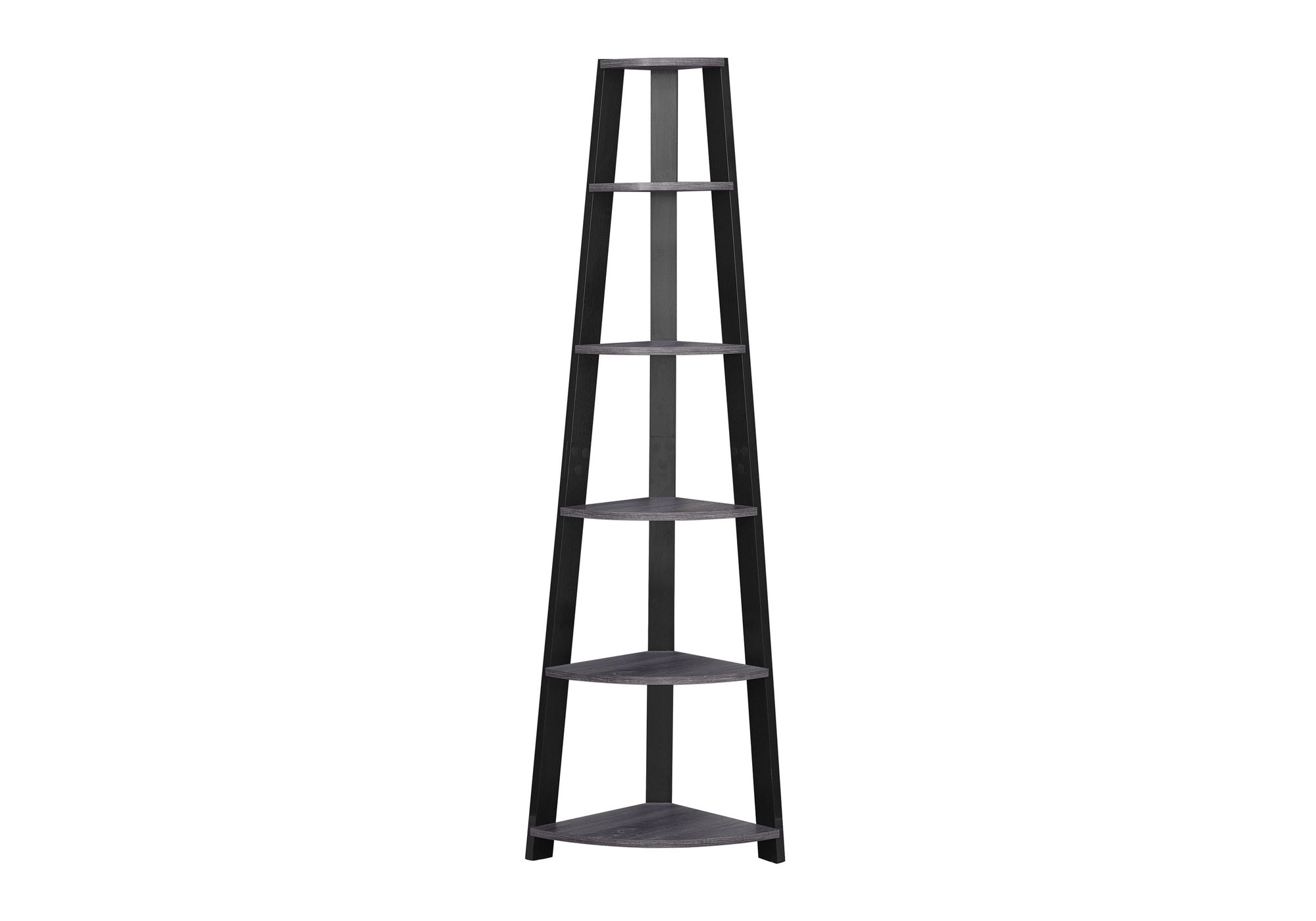 BOOKCASE - 72"H / GREY-BLACK CORNER ACCENT ETAGERE # I 2750