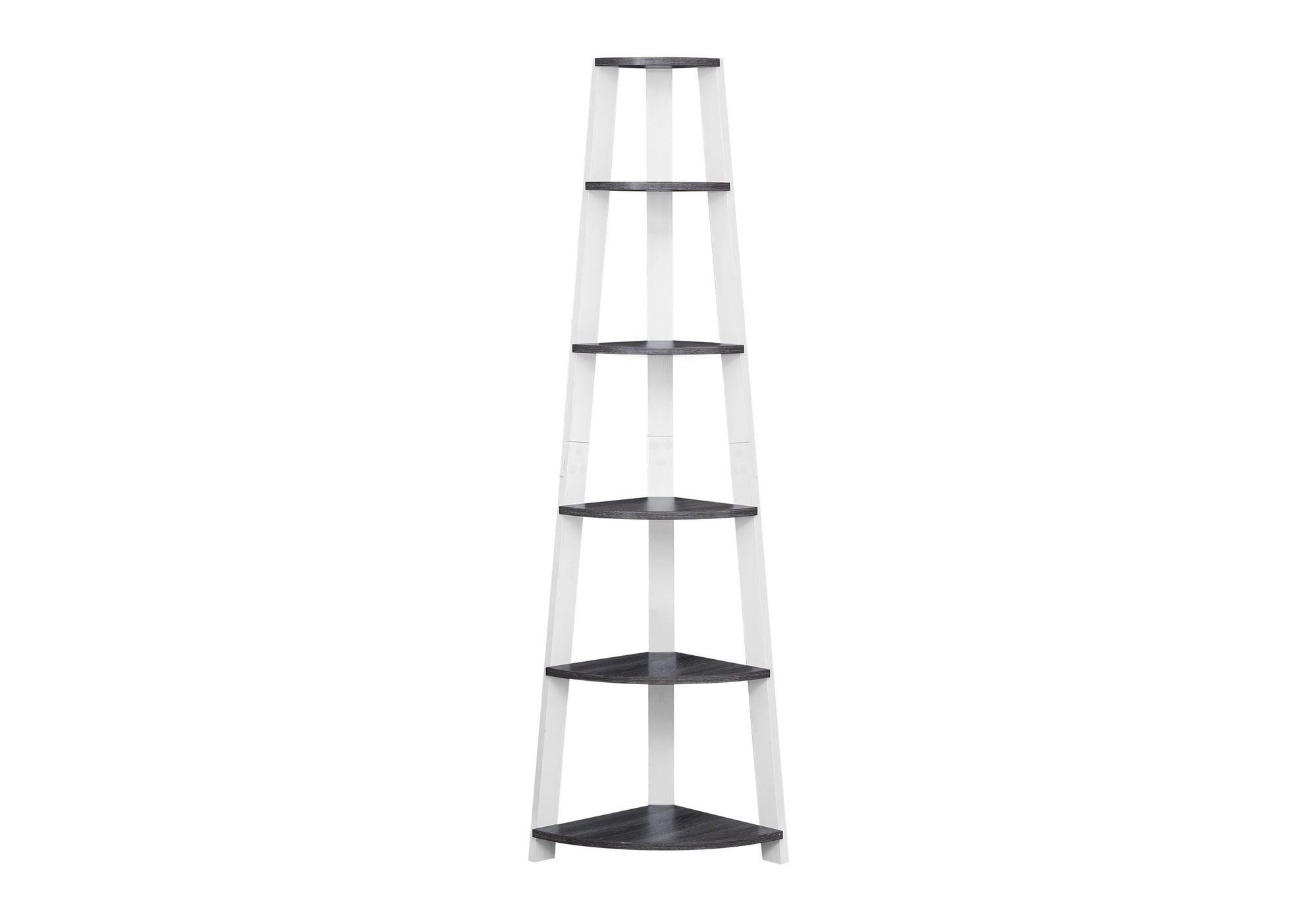 BOOKCASE - 72"H / GREY-WHITE CORNER ACCENT ETAGERE # I 2751