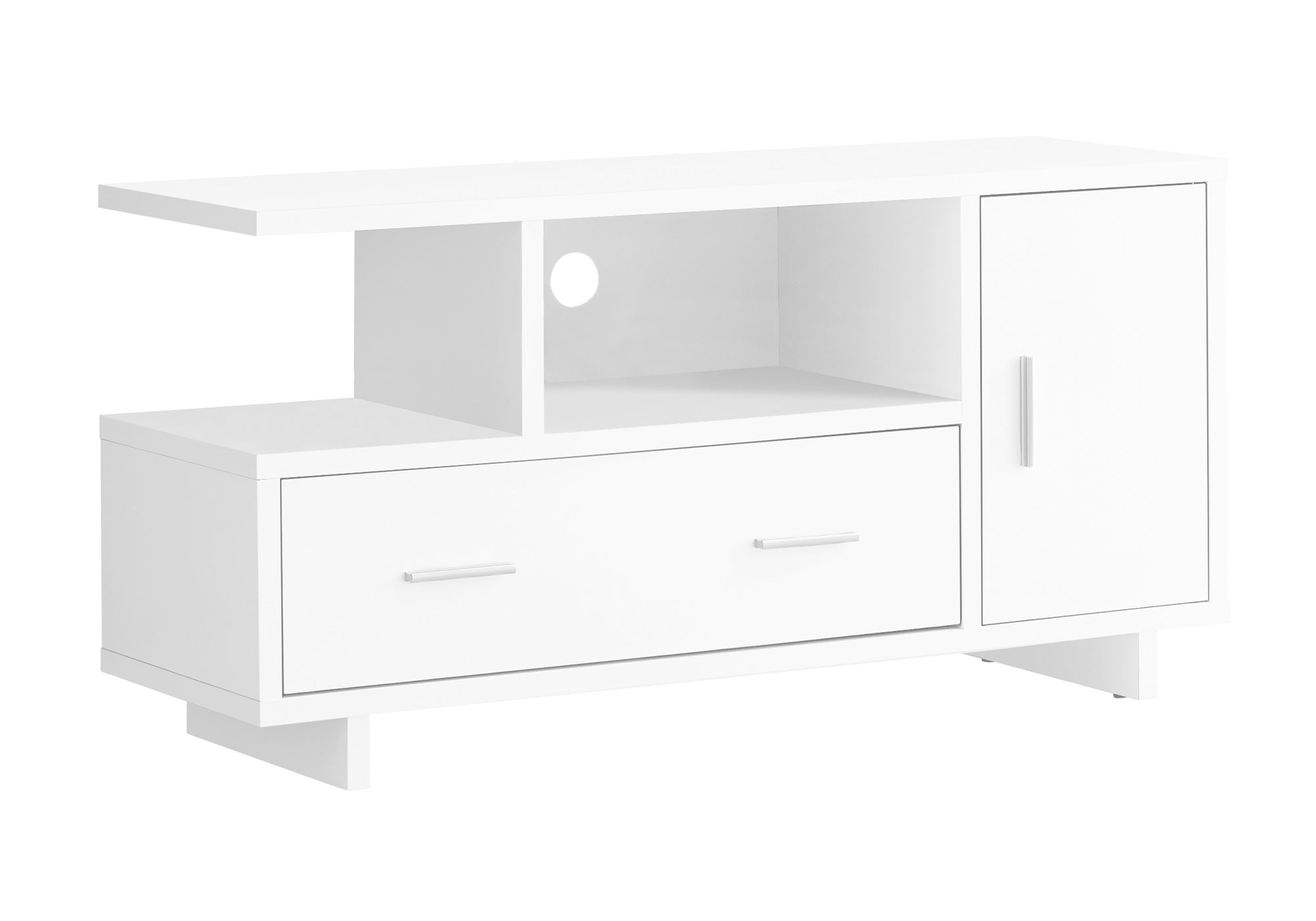 MEUBLE TV - 48"L / BLANC AVEC RANGEMENT # I 2800