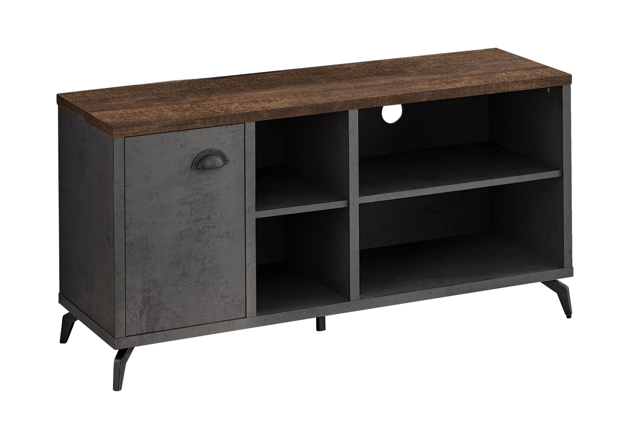 MEUBLE TÉLÉVISEUR - 48"L / BÉTON GRIS / BOIS RÉCUPÉRÉ BRUN MOYEN # I 2830