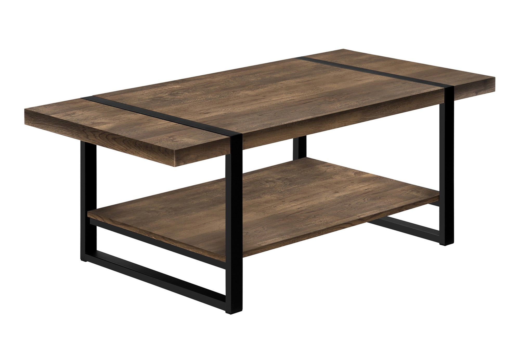 COFFEE TABLE - BROWN RECLAIMED WOOD-LOOK / BLACK METAL # I 2850