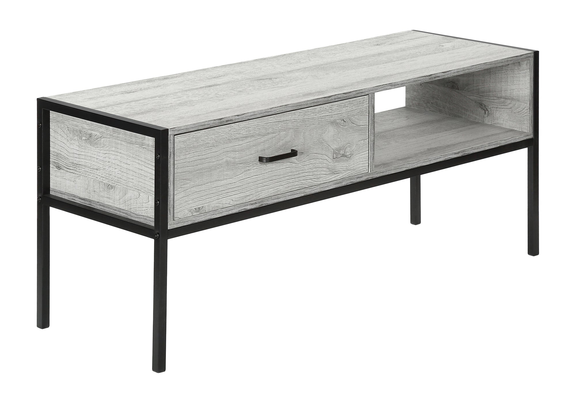 MEUBLE TV - 48"L / GRIS / MÉTAL NOIR # I 2875
