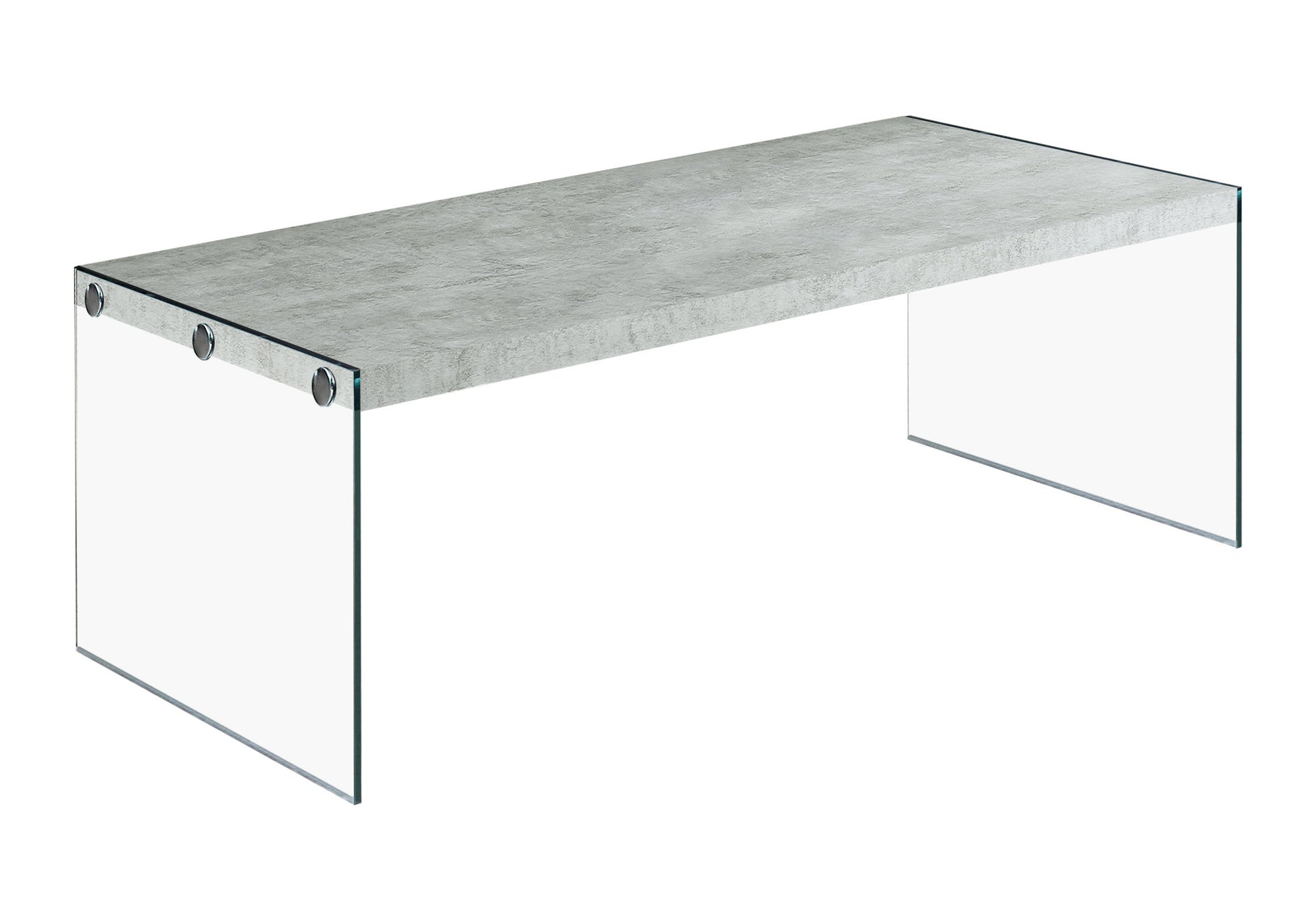 COFFEE TABLE - GREY CEMENT WITH TEMPERED GLASS # I 3230