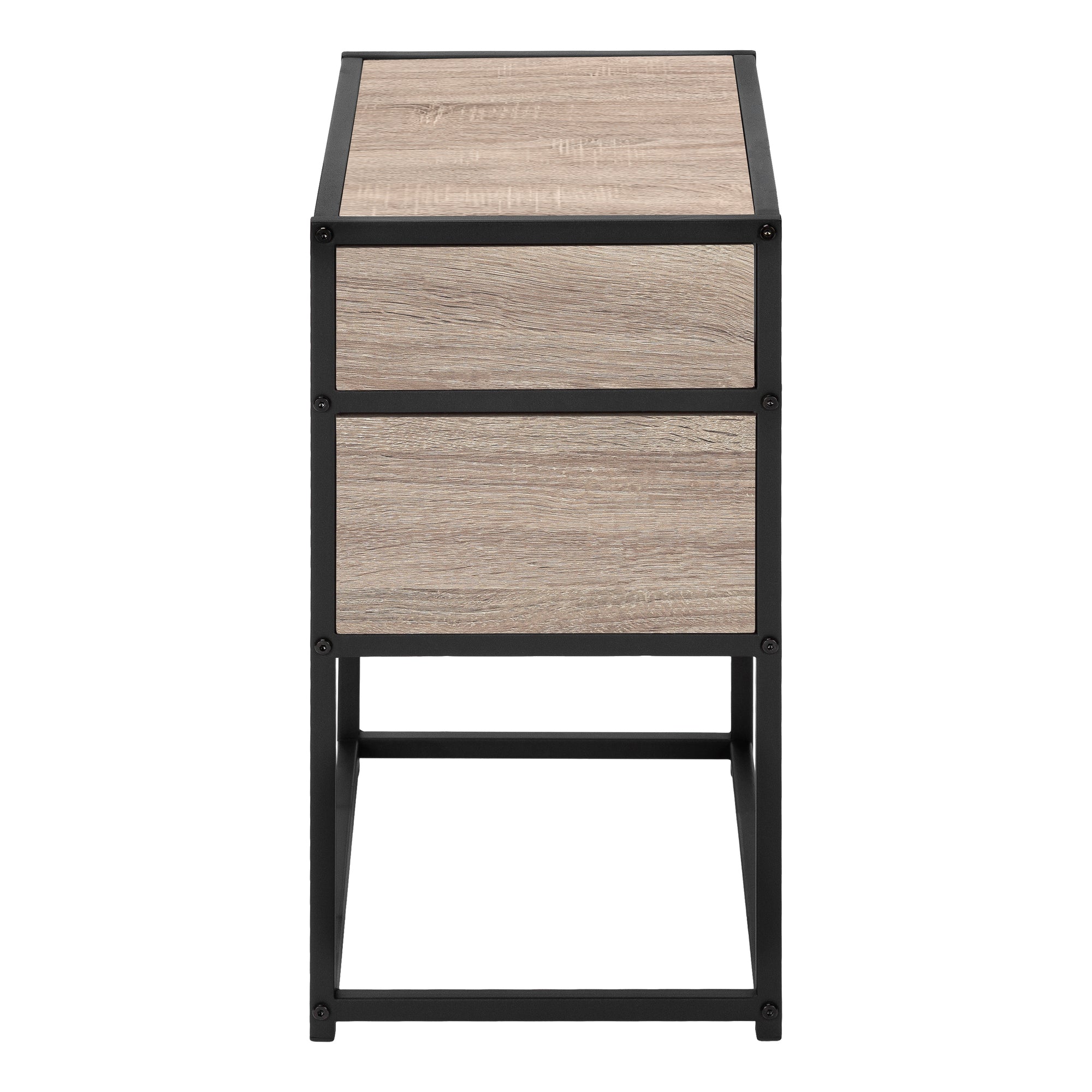 NIGHTSTAND - 22"H / DARK TAUPE / BLACK METAL #I 3507