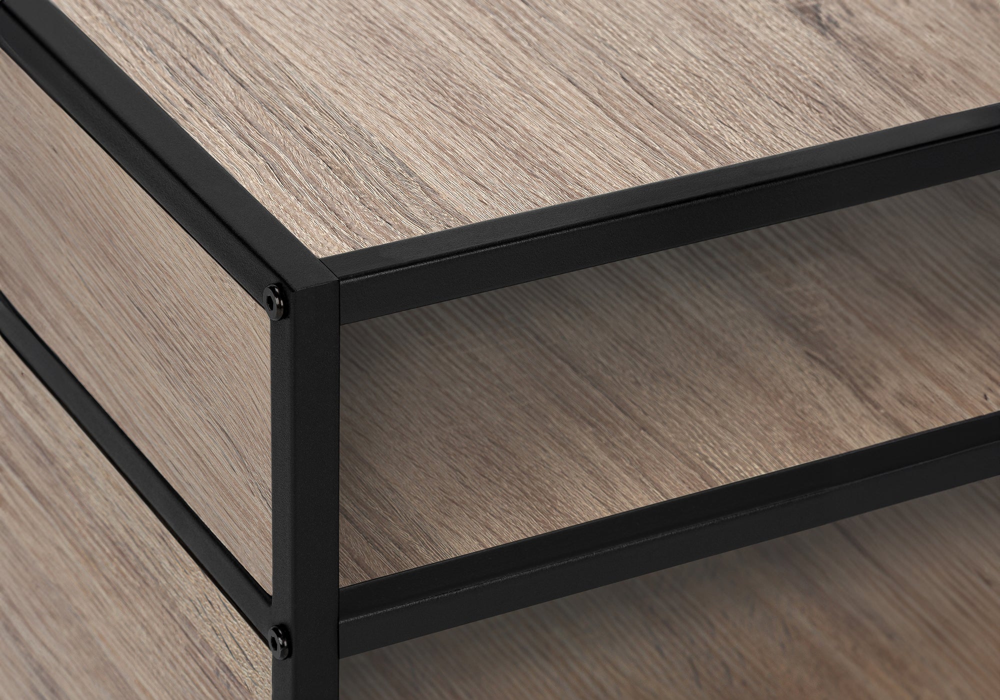NIGHTSTAND - 22"H / DARK TAUPE / BLACK METAL #I 3507
