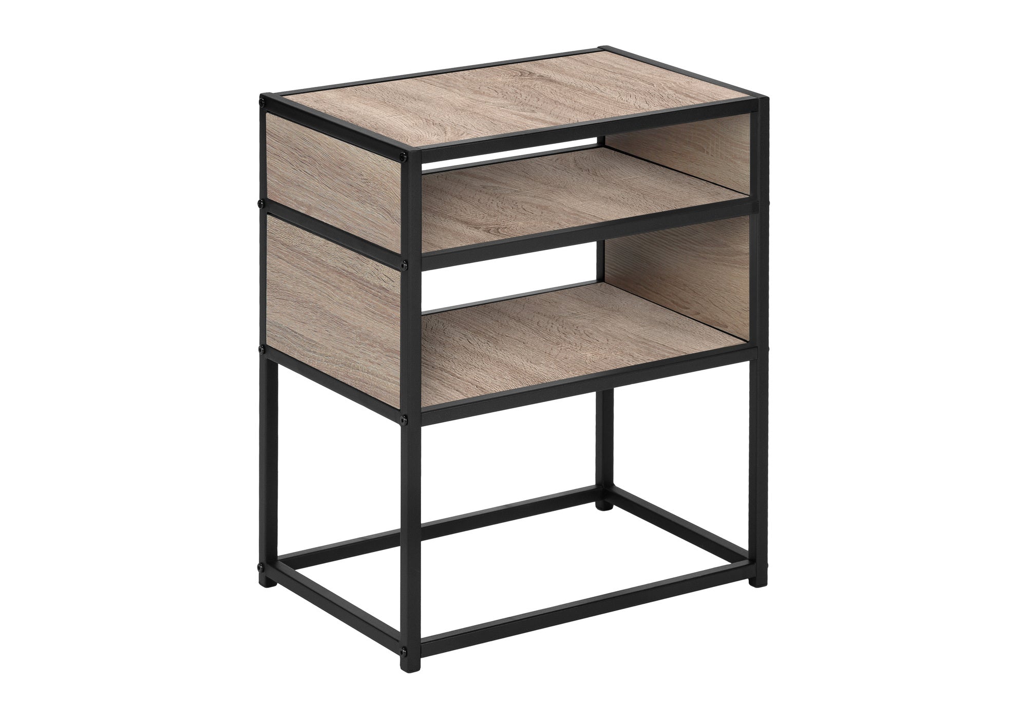 NIGHTSTAND - 22"H / DARK TAUPE / BLACK METAL #I 3507