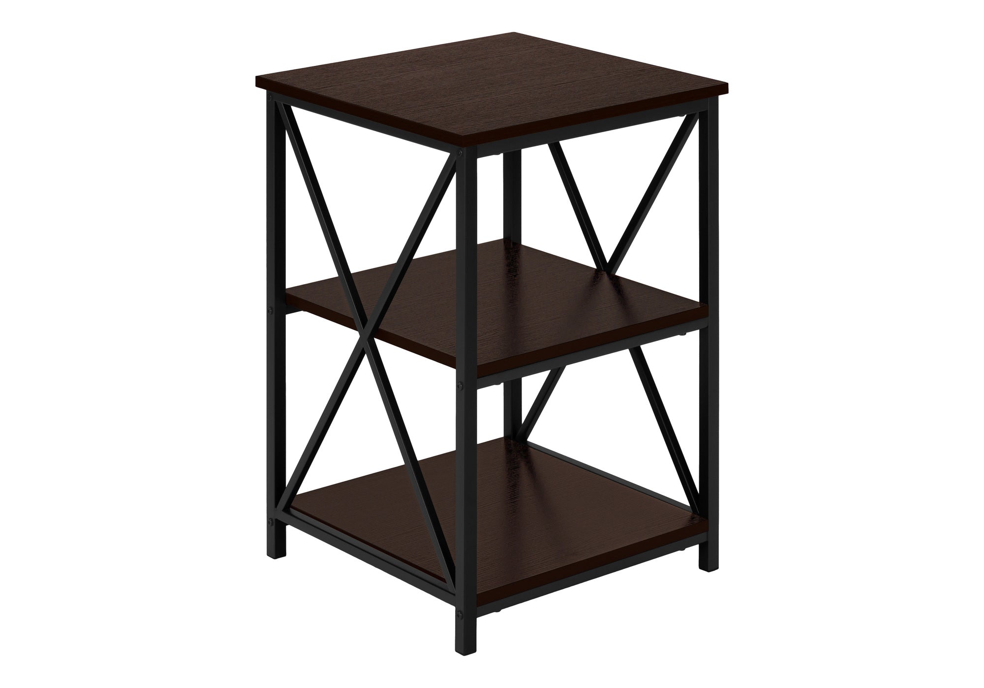 NIGHTSTAND - 26"H / ESPRESSO / BLACK METAL #I 3598