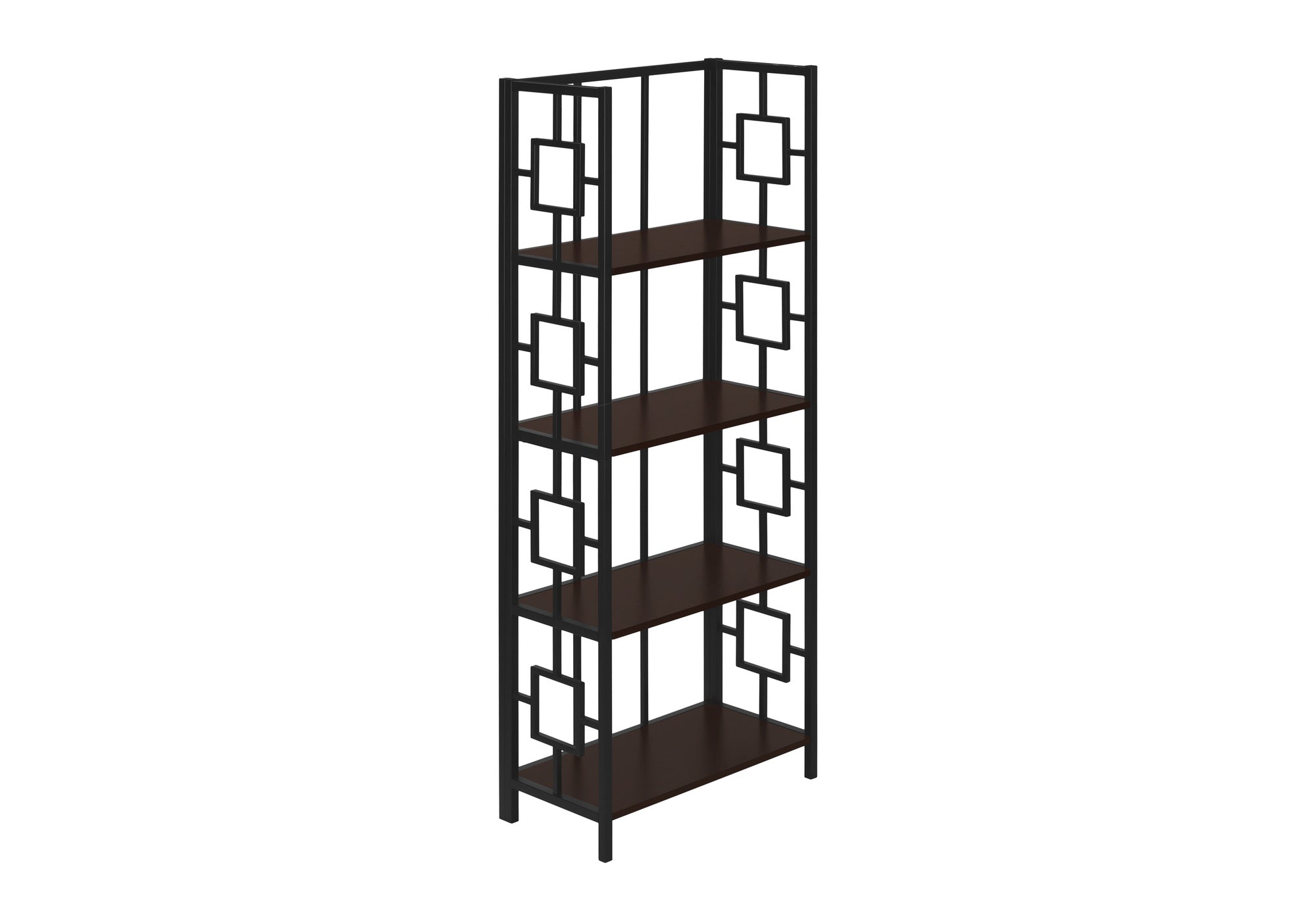 BOOKCASE - 62"H / ESPRESSO / BLACK METAL ETAGERE # I 3617