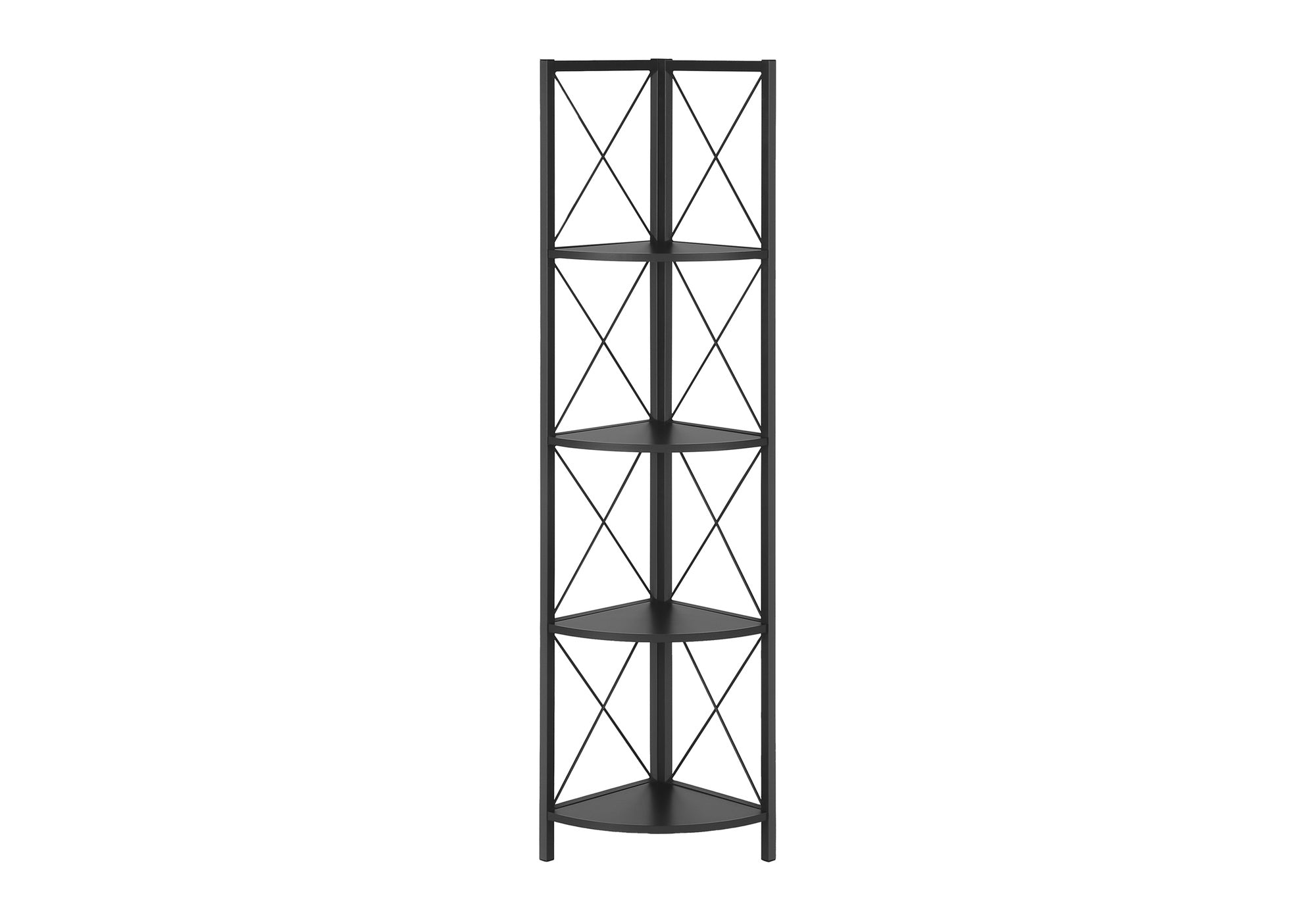 BOOKCASE - 60"H / BLACK / BLACK METAL CORNER ETAGERE # I 3649