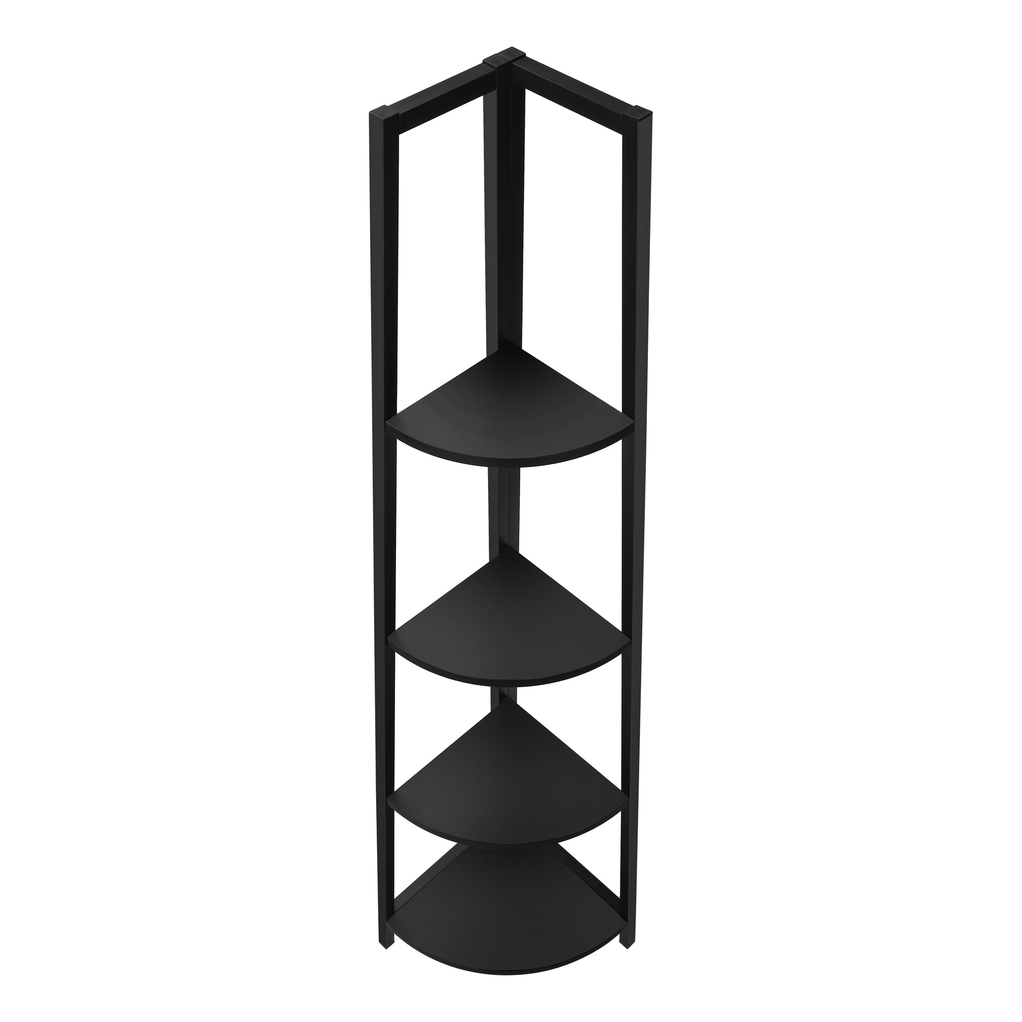 BOOKCASE - 60"H / BLACK / BLACK METAL CORNER ETAGERE # I 3664