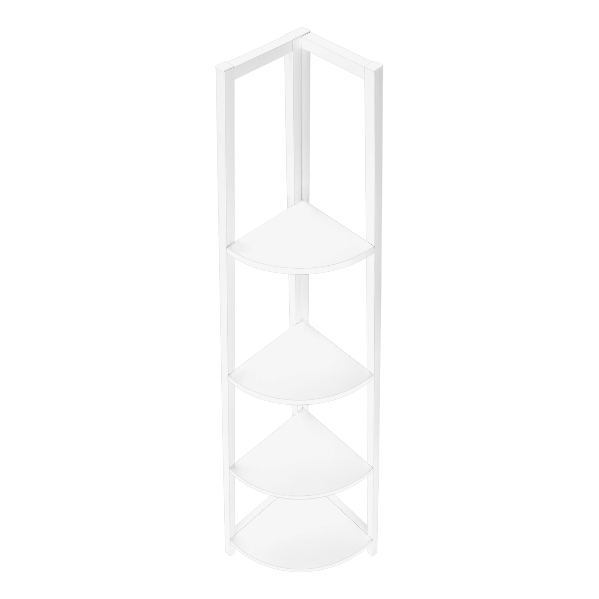 BOOKCASE - 60"H / WHITE / WHITE METAL CORNER ETAGERE # I 3665