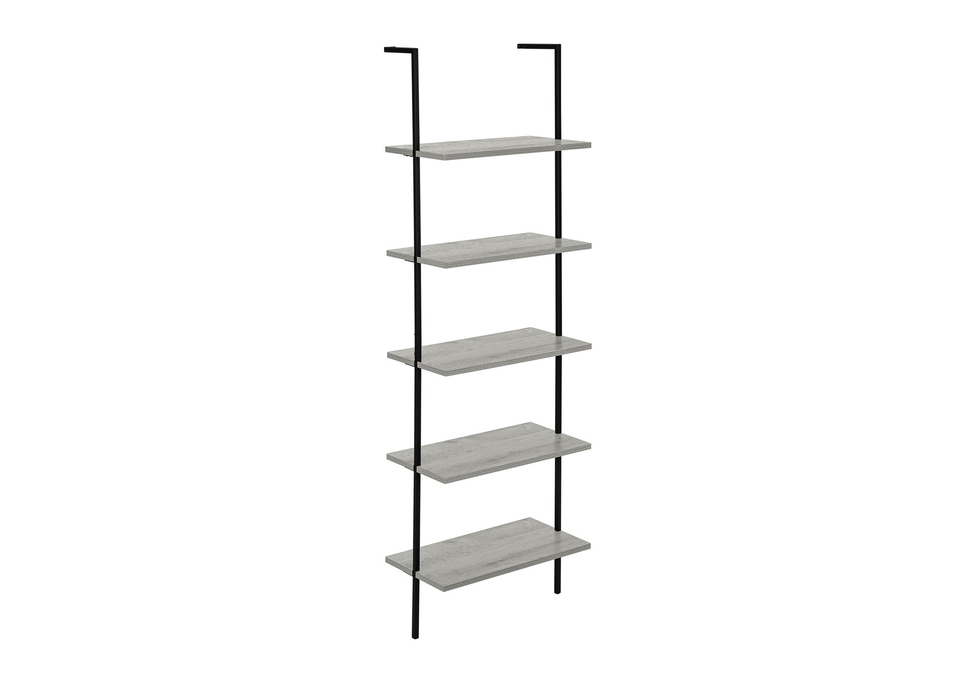 BOOKCASE - 72"H LADDER GREY / BLACK METAL # I 3681