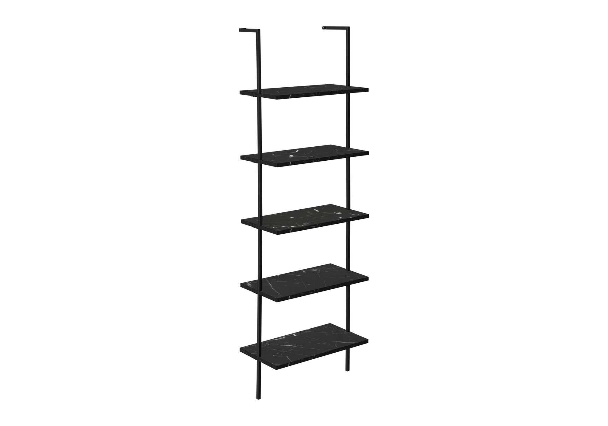 BOOKCASE - 72"H LADDER BLACK MARBLE / BLACK METAL # I 3684