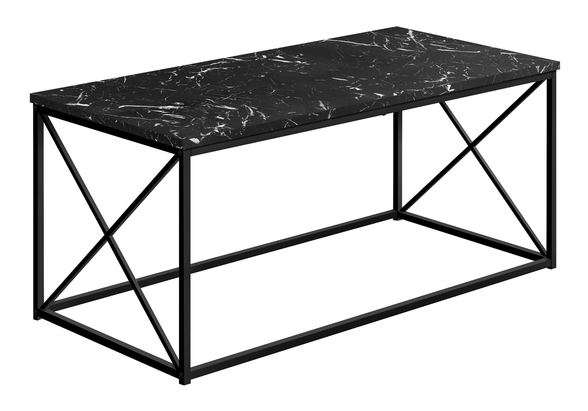 COFFEE TABLE - 40"L / BLACK MARBLE / BLACK METAL # I 3783