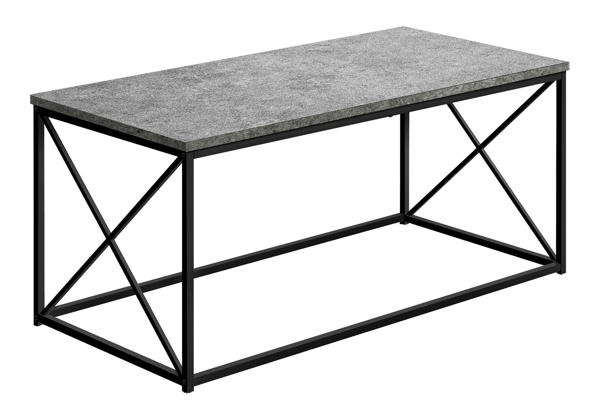 COFFEE TABLE - 40"L / GREY STONE-LOOK / BLACK METAL # I 3785
