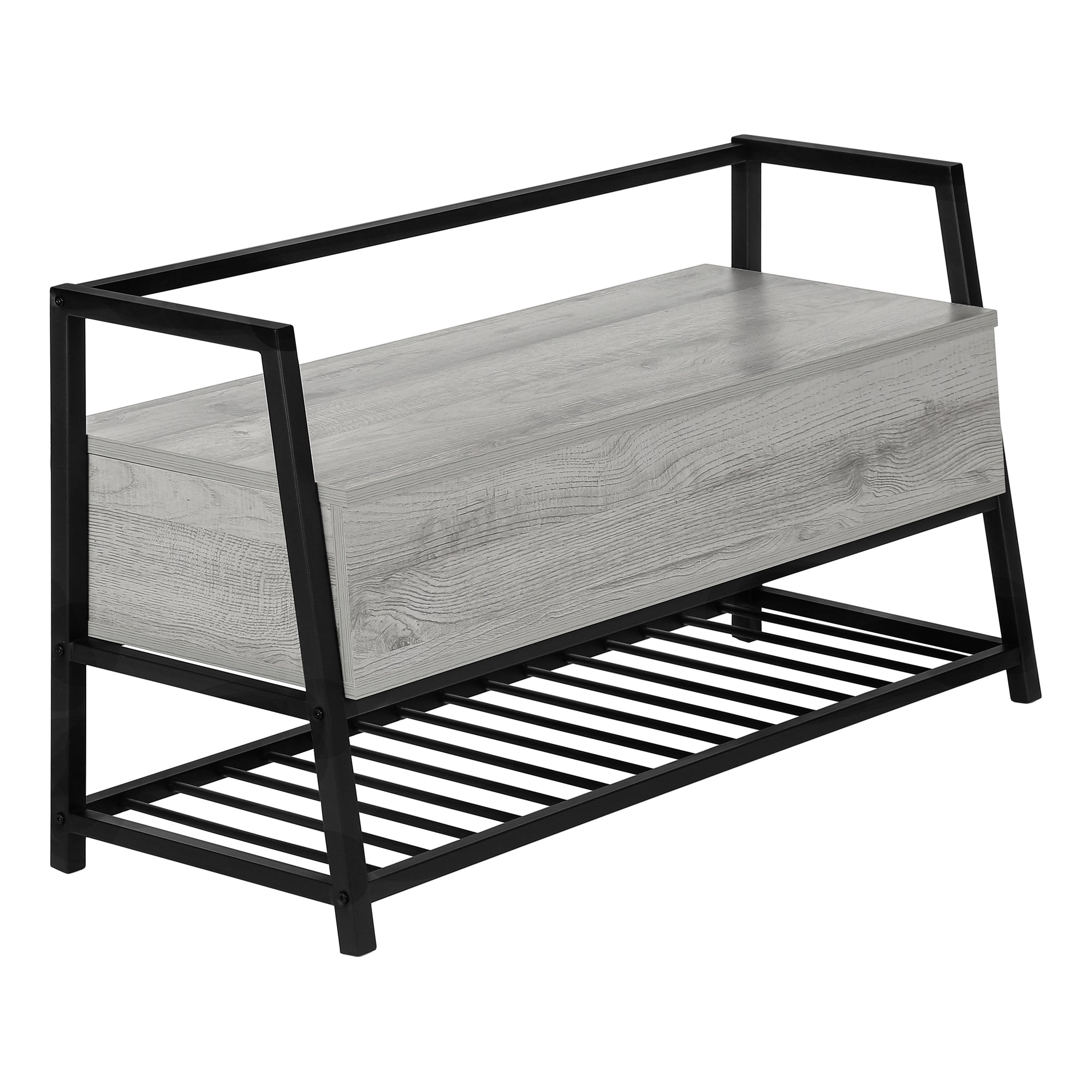 BENCH - 42"L / GREY STORAGE / BLACK METAL # I 4500