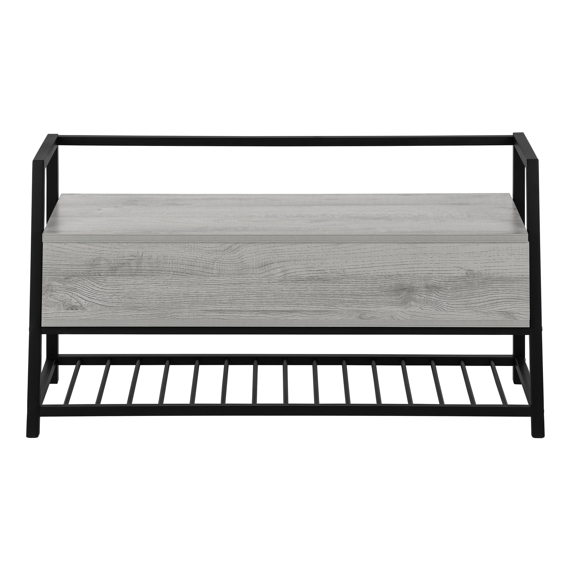 BENCH - 42"L / GREY STORAGE / BLACK METAL # I 4500