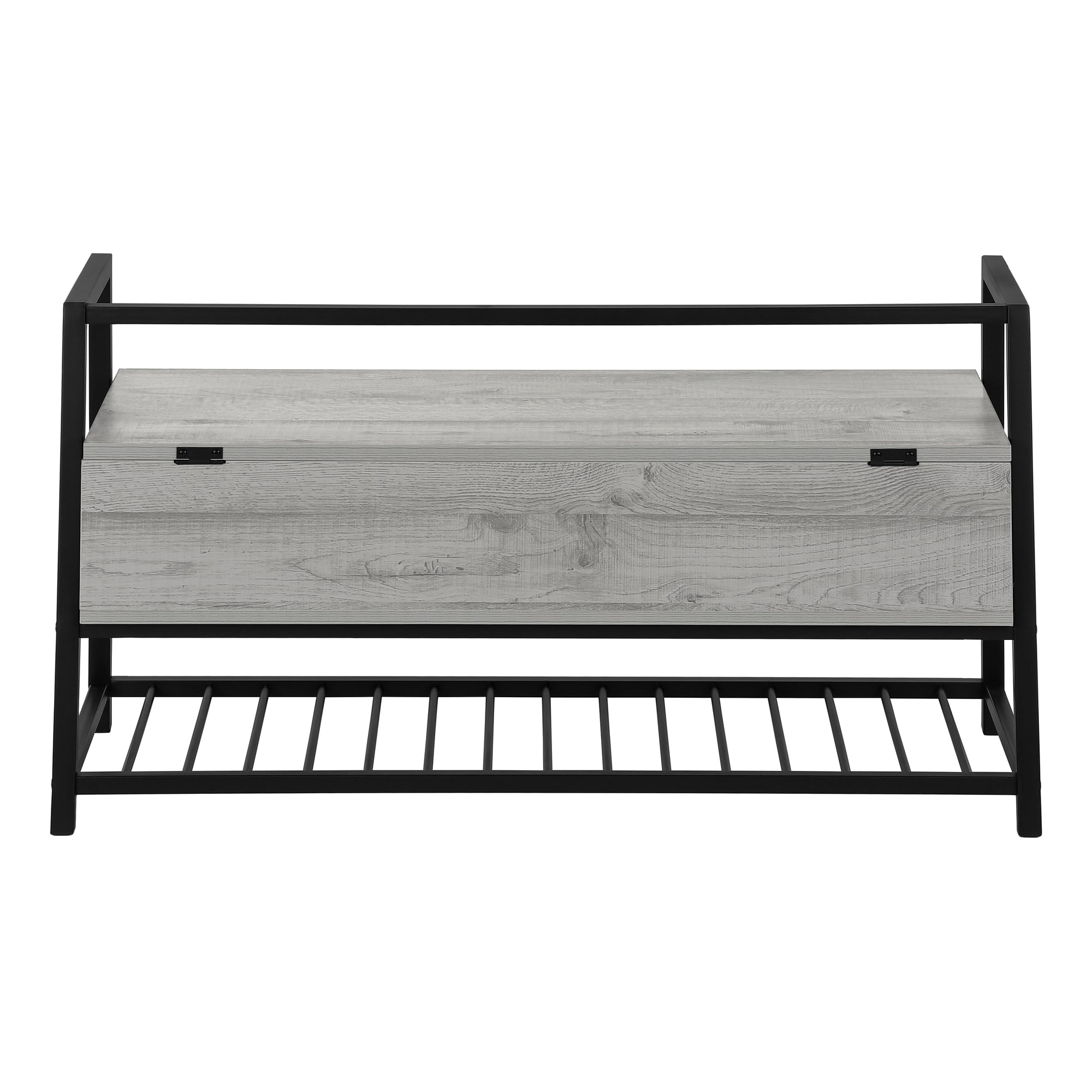 BENCH - 42"L / GREY STORAGE / BLACK METAL # I 4500