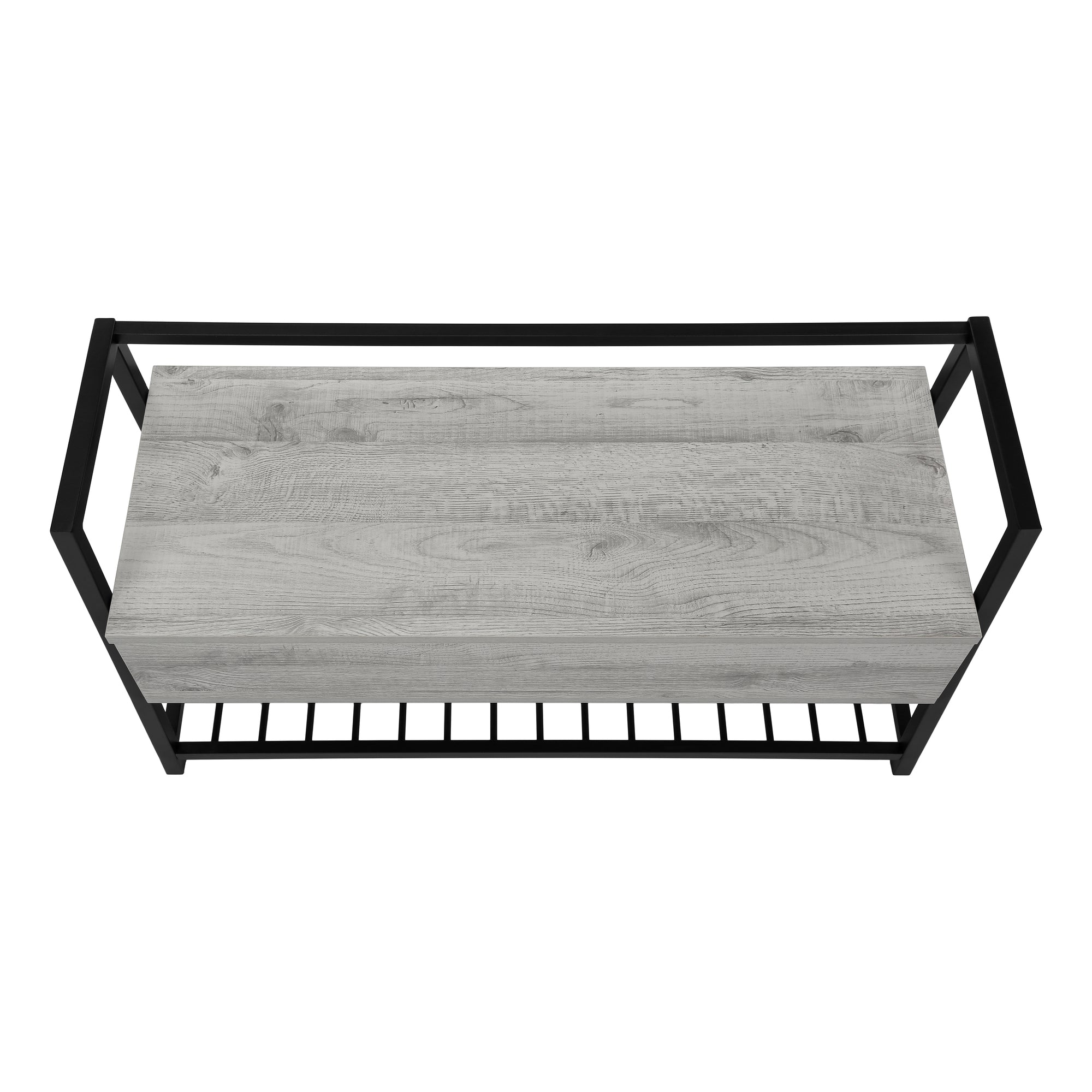 BENCH - 42"L / GREY STORAGE / BLACK METAL # I 4500