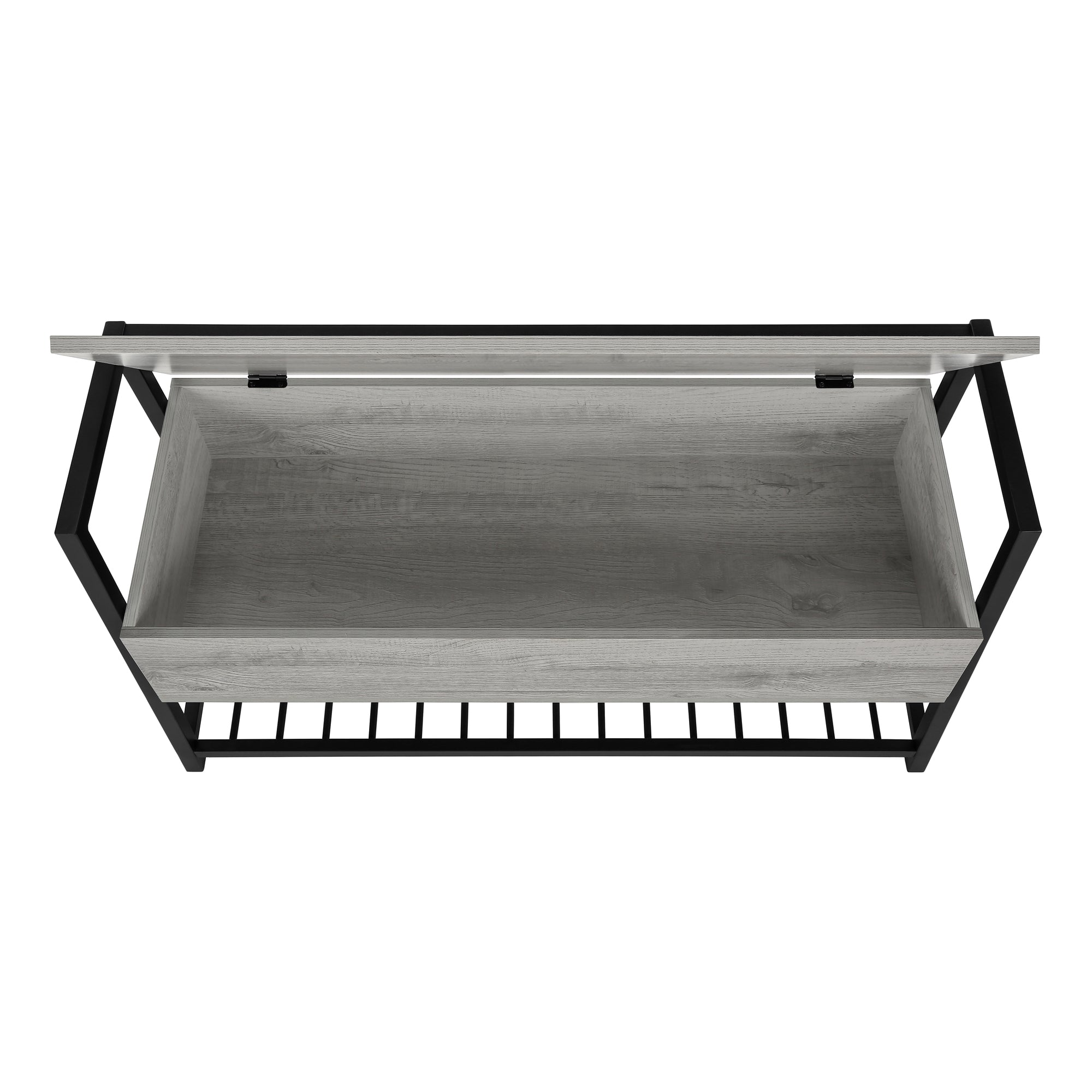 BENCH - 42"L / GREY STORAGE / BLACK METAL # I 4500