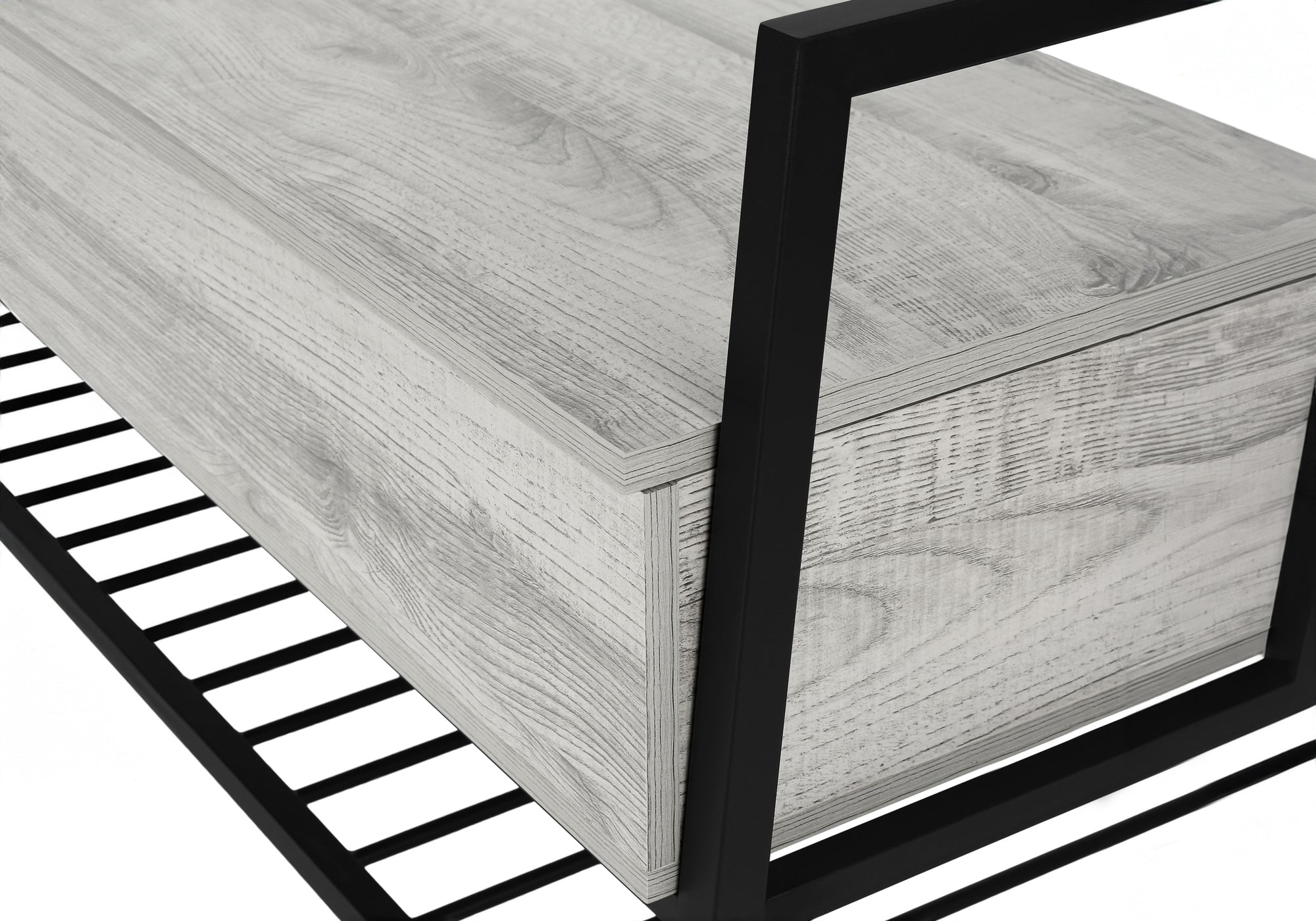 BENCH - 42"L / GREY STORAGE / BLACK METAL # I 4500