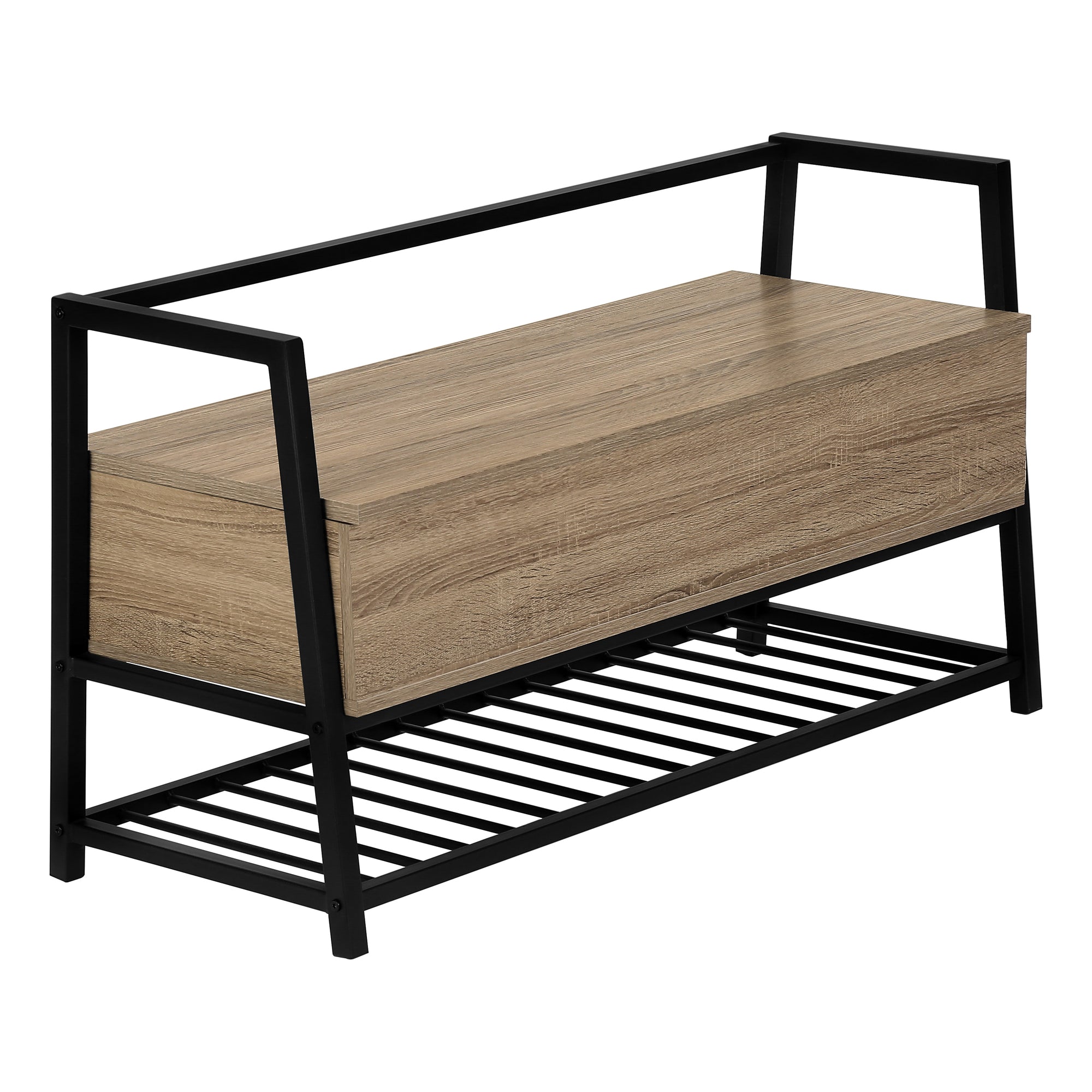 BENCH - 42"L / DARK TAUPE STORAGE / BLACK METAL # I 4501
