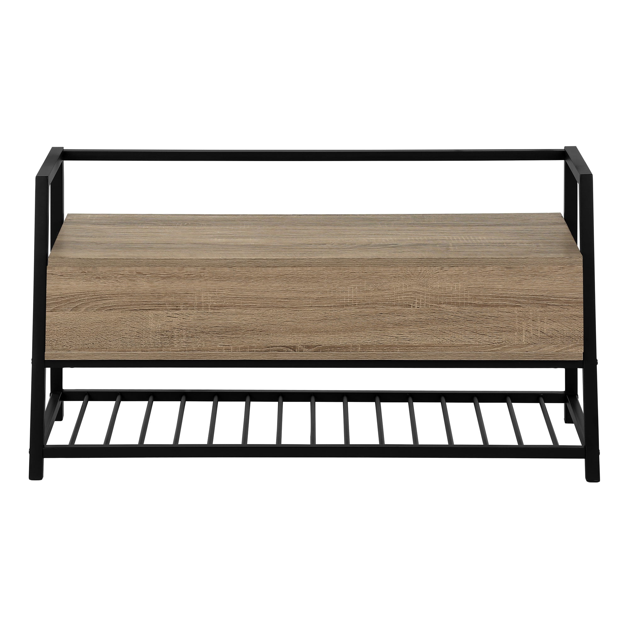 BENCH - 42"L / DARK TAUPE STORAGE / BLACK METAL # I 4501