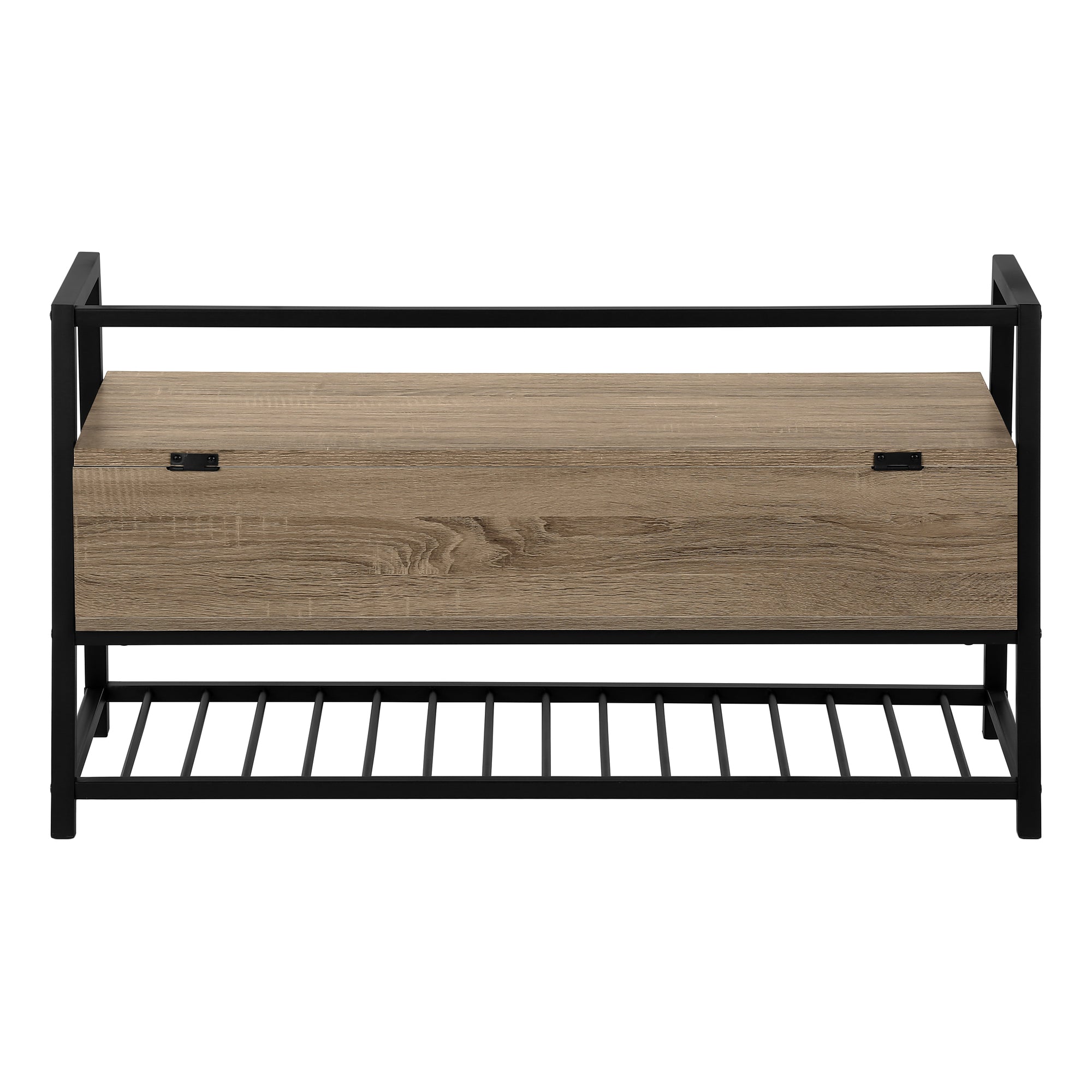 BENCH - 42"L / DARK TAUPE STORAGE / BLACK METAL # I 4501