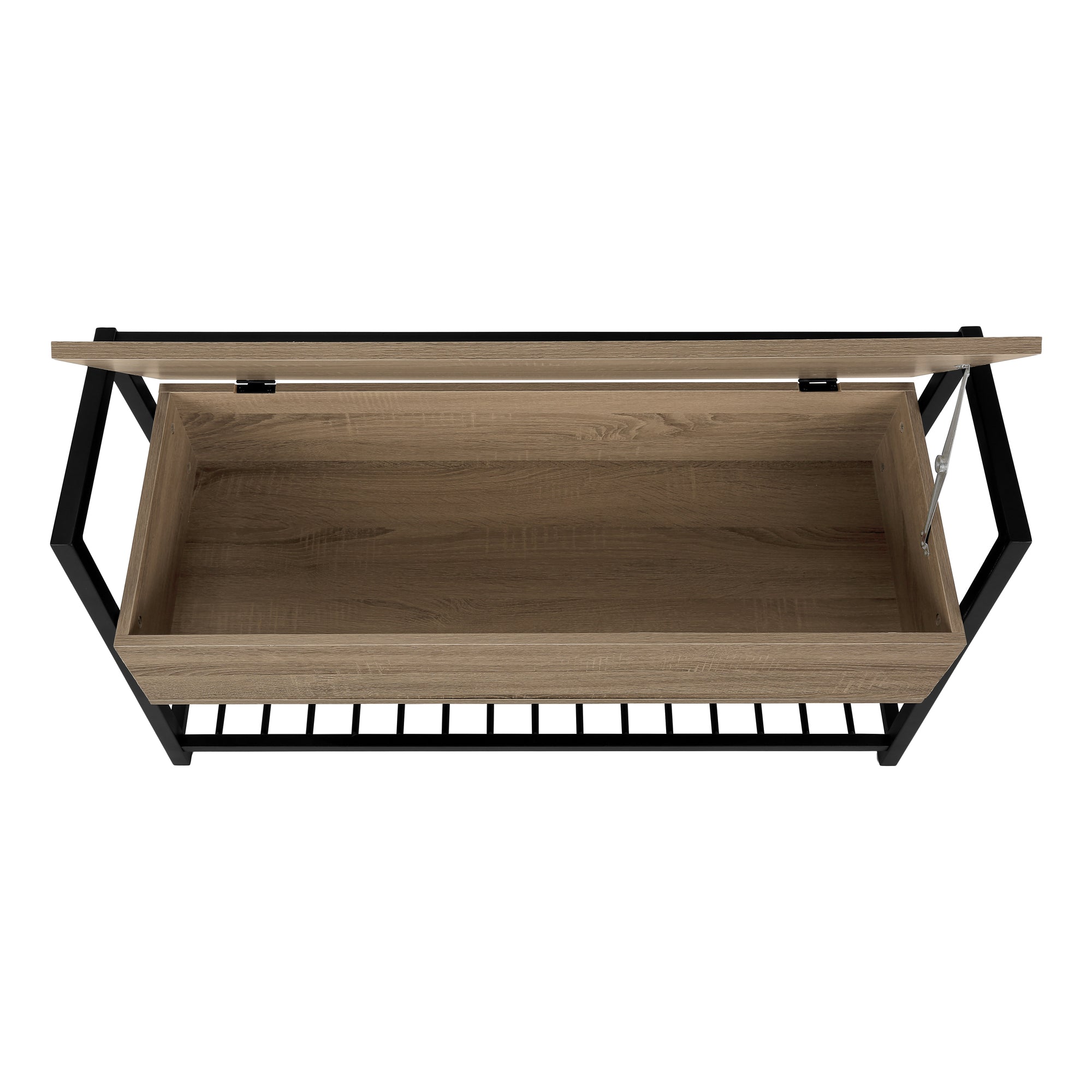 BENCH - 42"L / DARK TAUPE STORAGE / BLACK METAL # I 4501