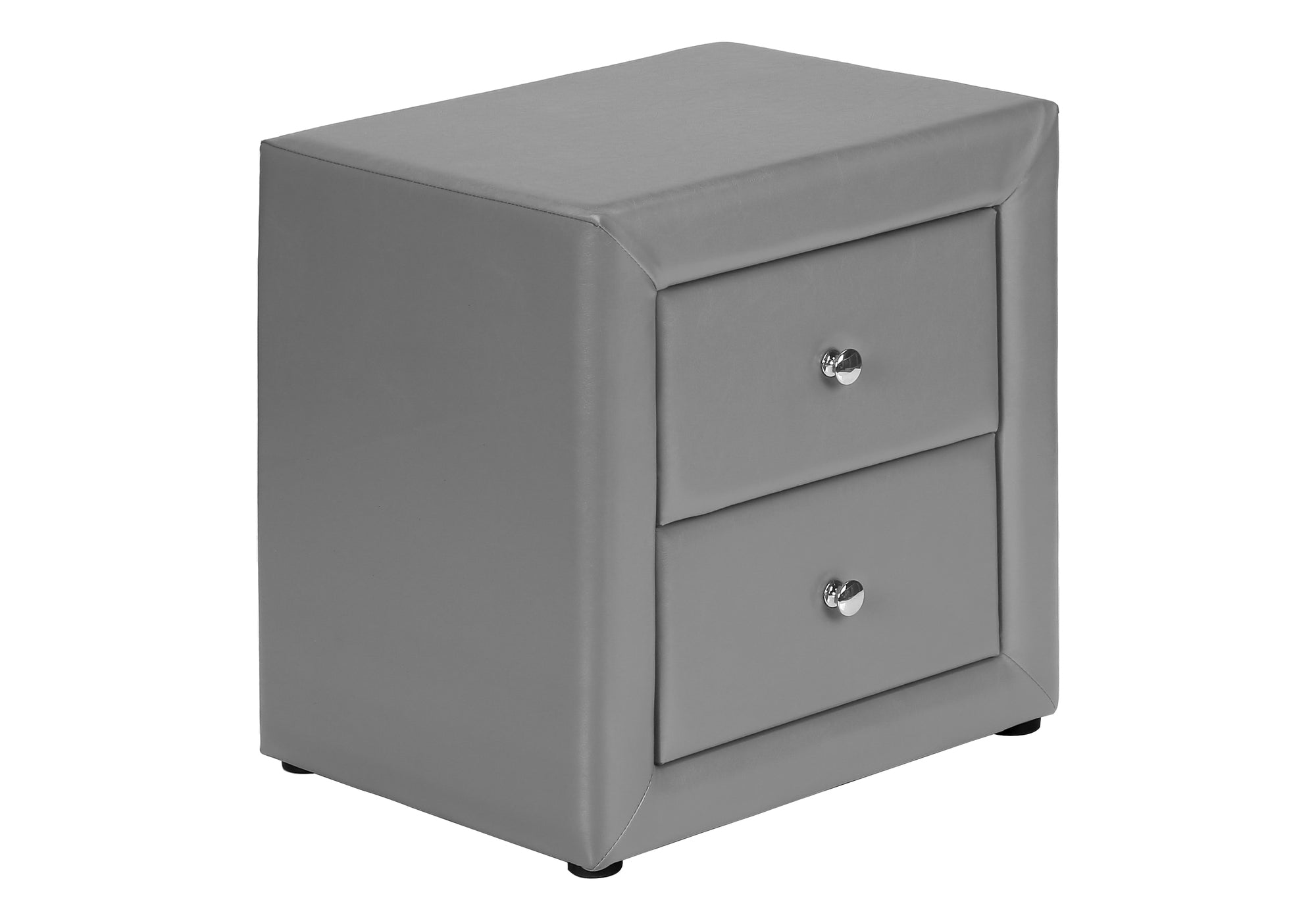 NIGHTSTAND - 21"H / GREY LEATHER-LOOK #I 5602