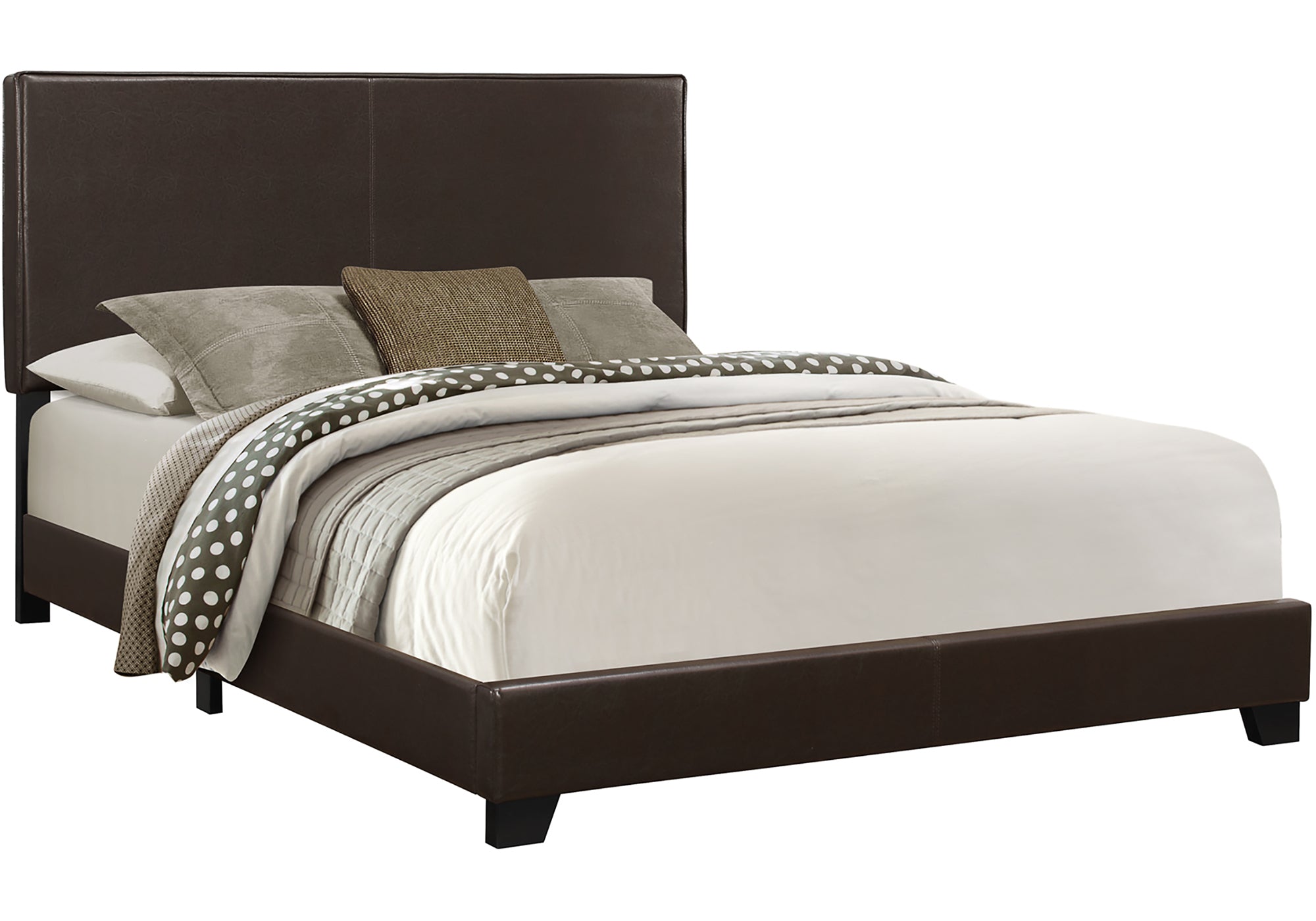 Queen Bed – Dark Brown Leather-Look Bed I 5910Q