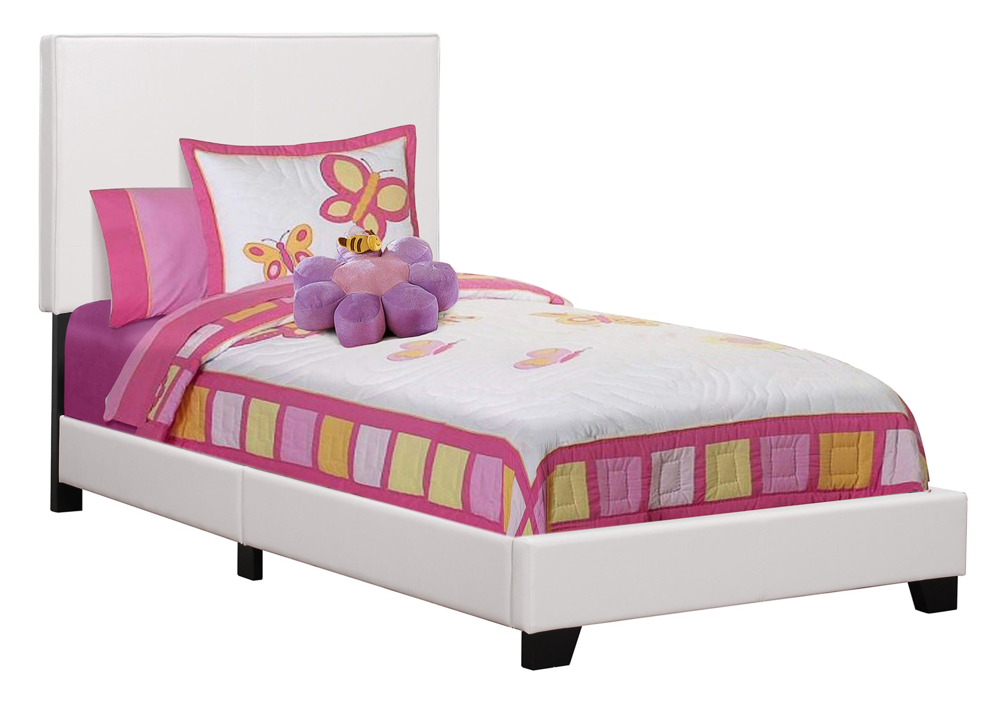 Twin Bed – White Leather-Look Bed I 5911T