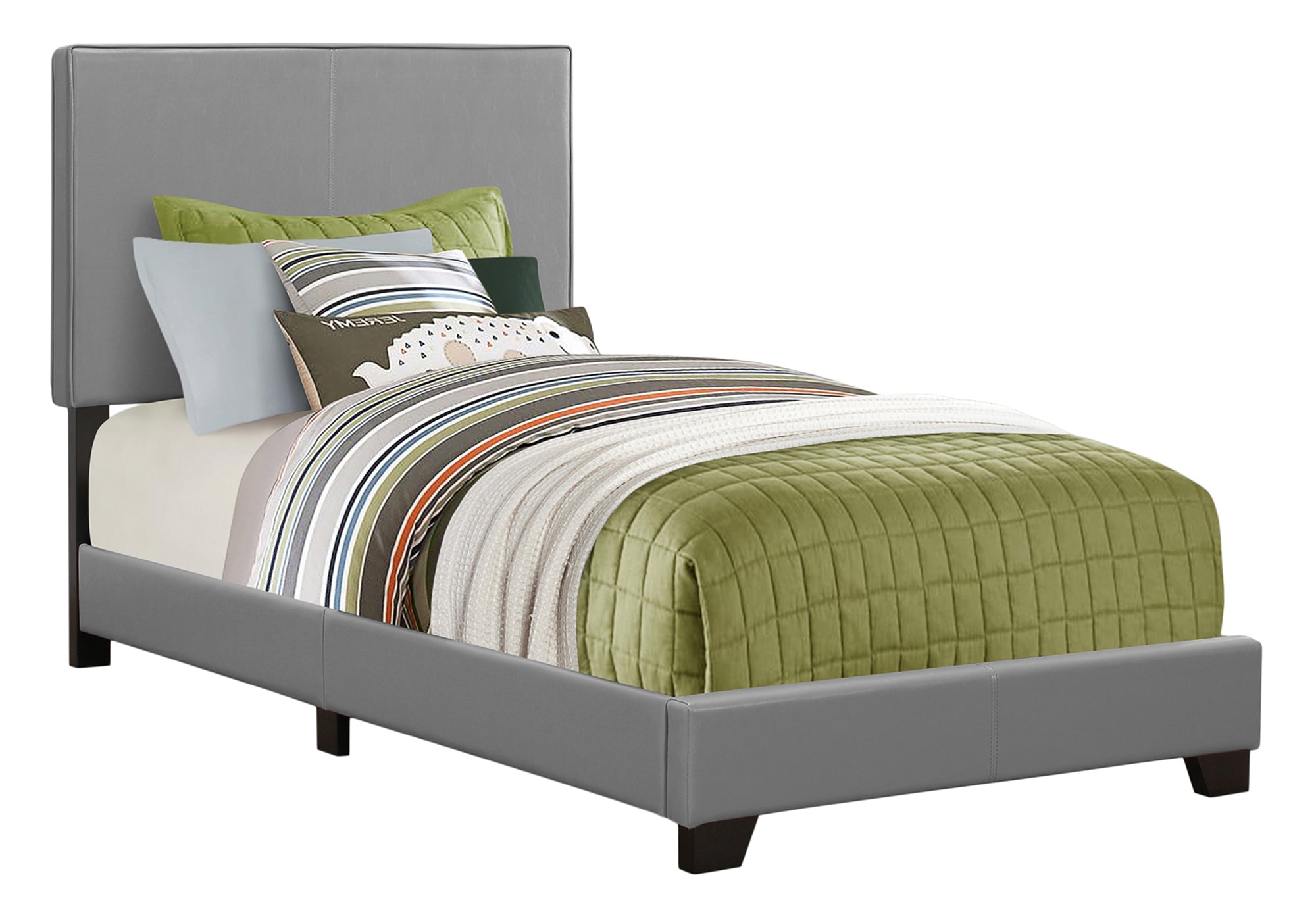Twin Bed – Grey Leather-Look Bed I 5912T