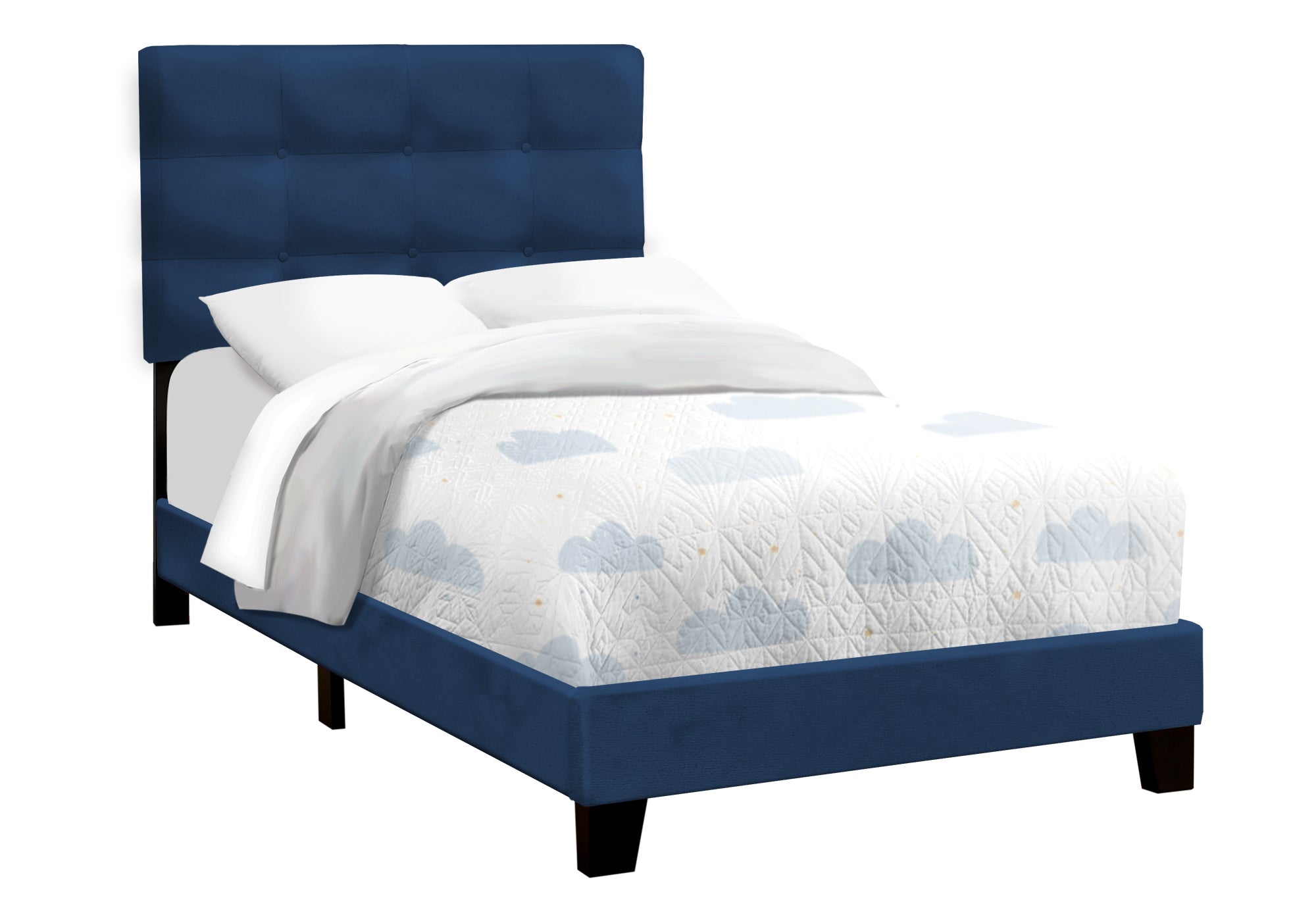 Twin Bed – Navy Blue Velvet Bed I 5918T