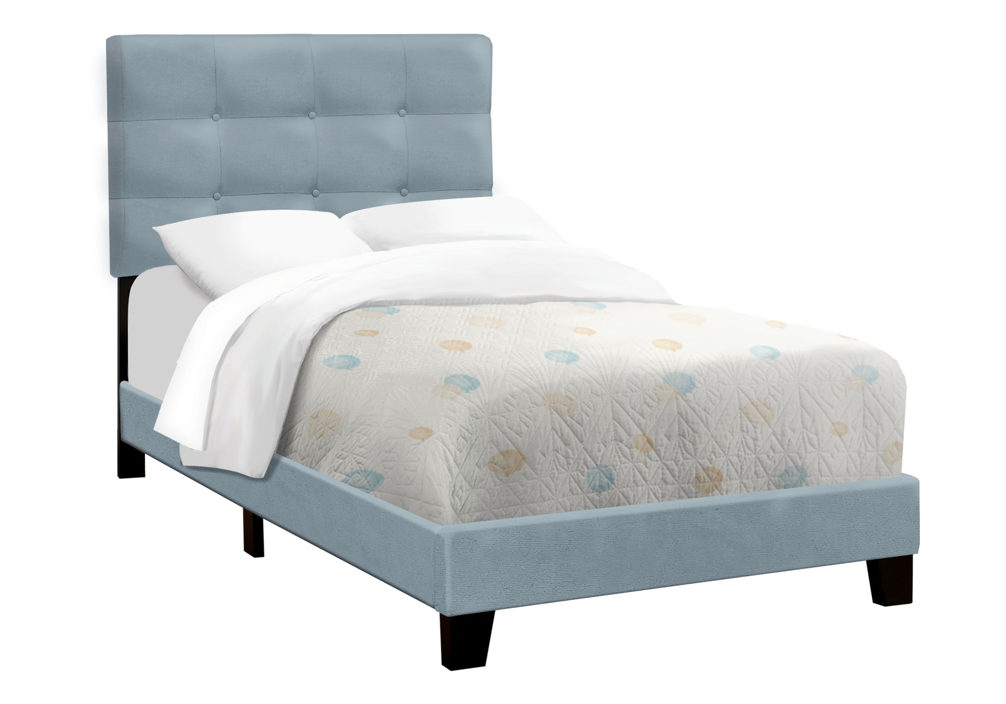 Twin Bed – Steel Blue Velvet Bed I 5919T
