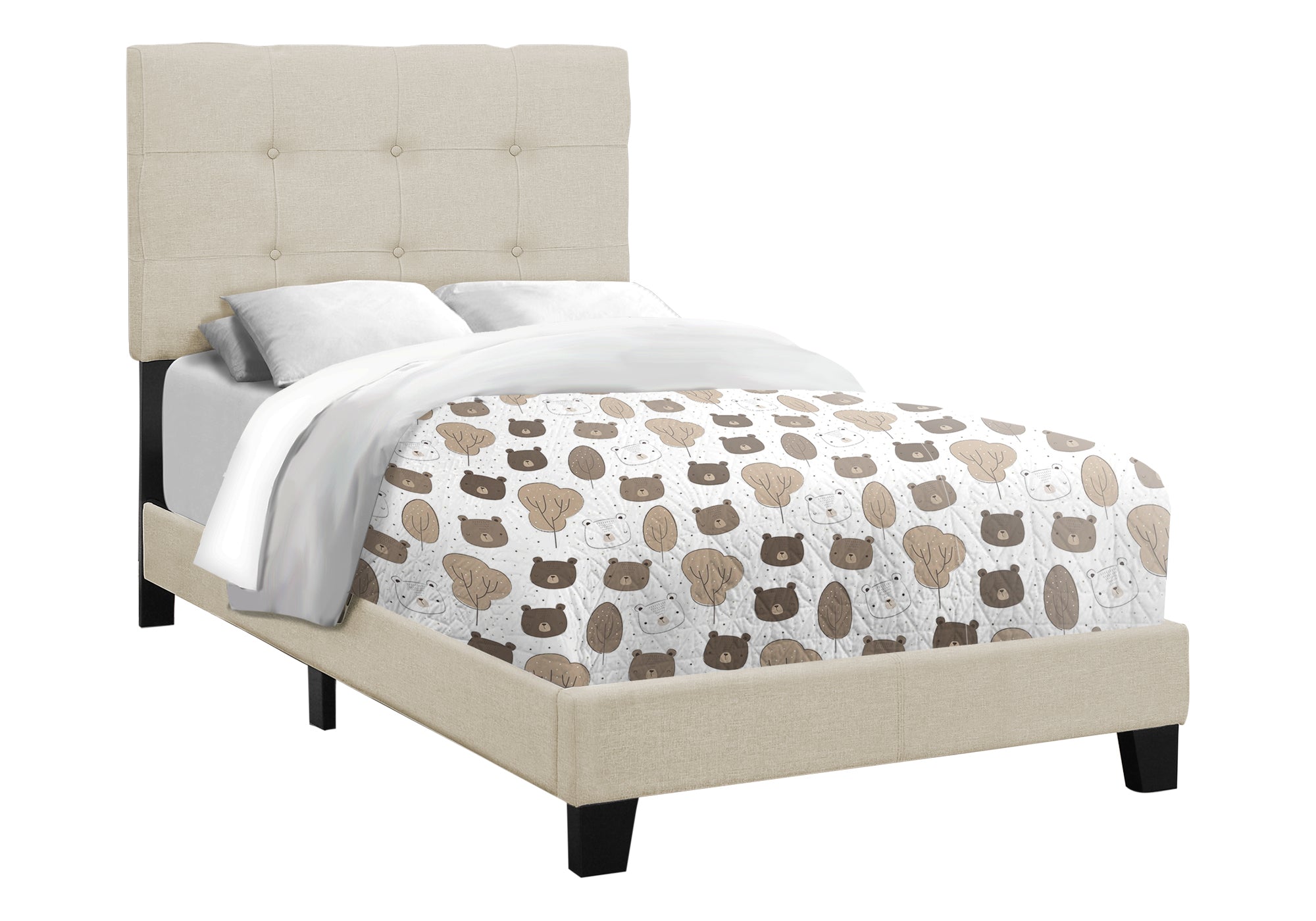 Twin Bed – Beige Linen Bed I 5921T