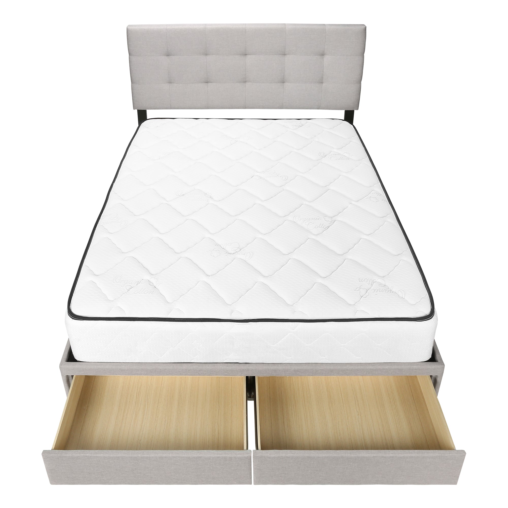 Lit Queen – Lit en lin gris avec 2 tiroirs de rangement I 6020Q