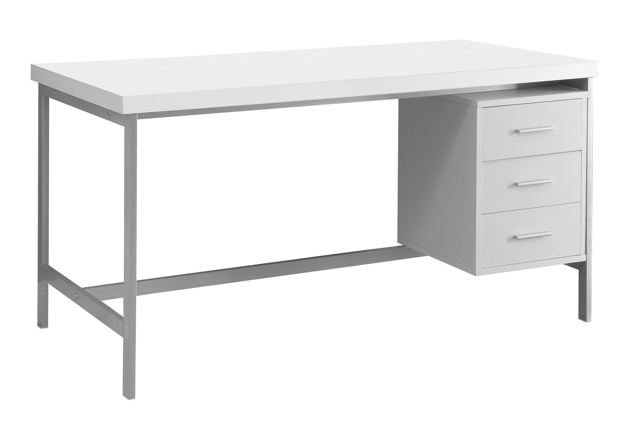 COMPUTER DESK - 60"L / WHITE / SILVER METAL # I 7046
