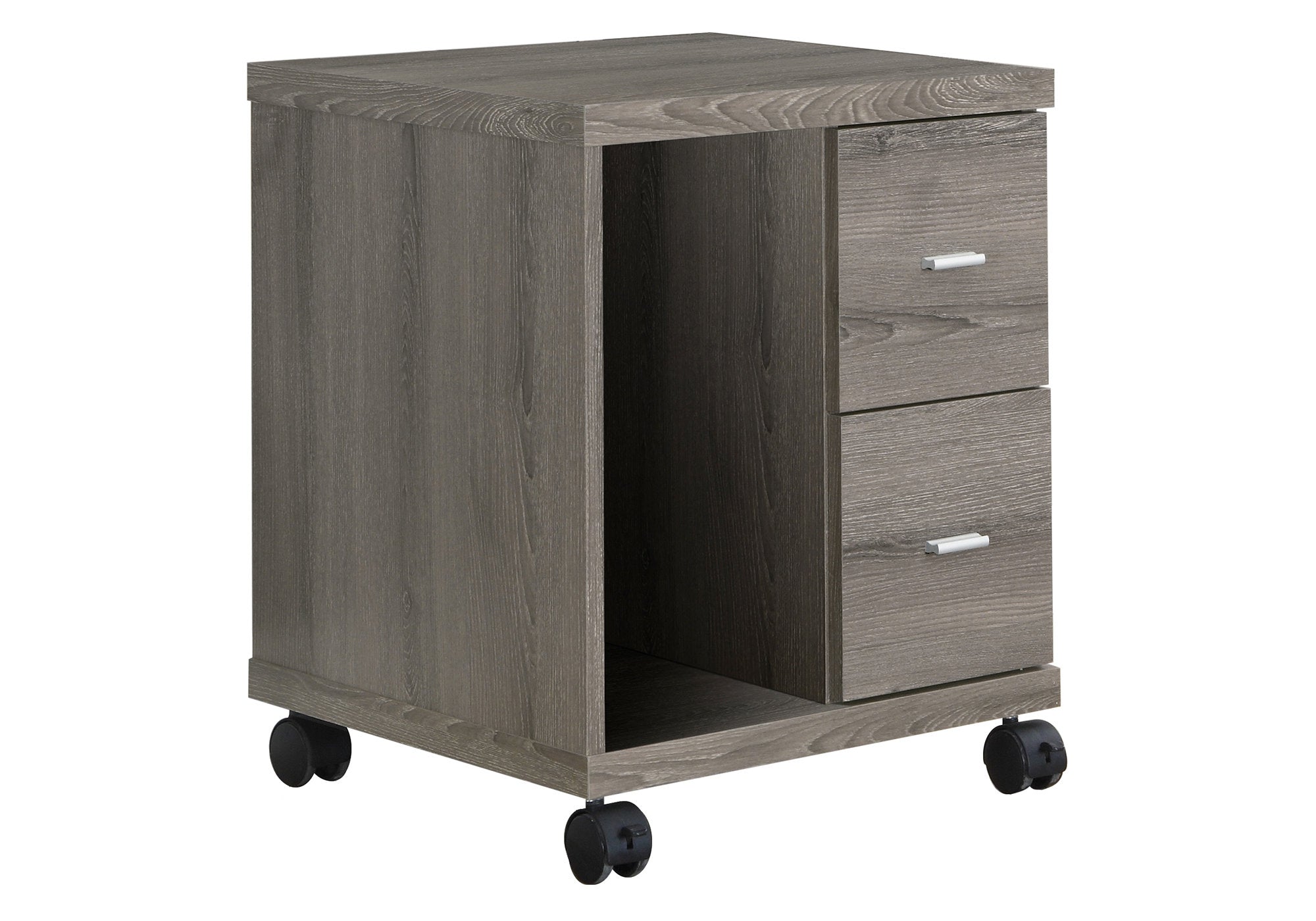 OFFICE CABINET - DARK TAUPE WITH 2 DRAWERS ON CASTORS # I 7056