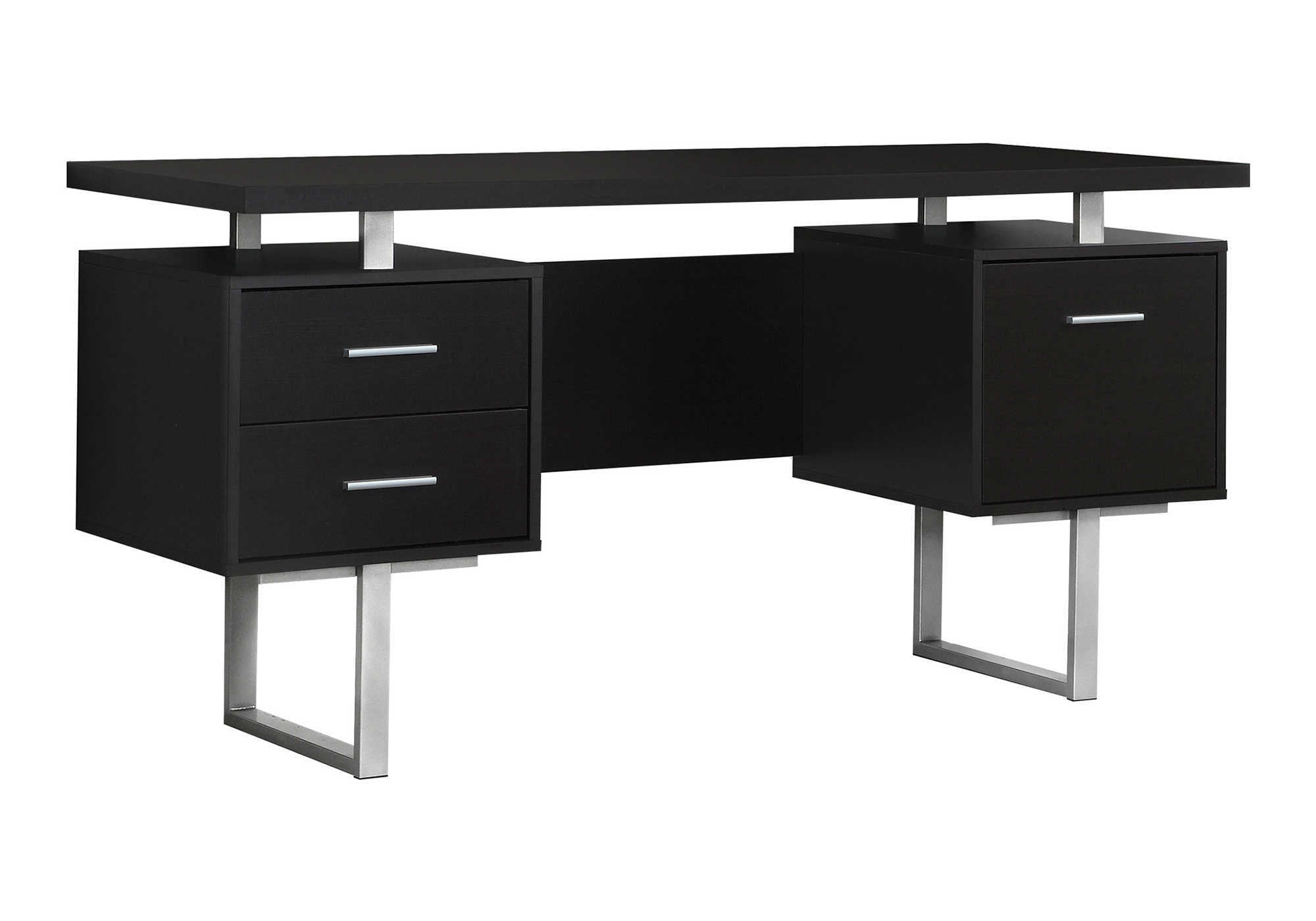 COMPUTER DESK - 60"L / ESPRESSO / SILVER METAL # I 7080